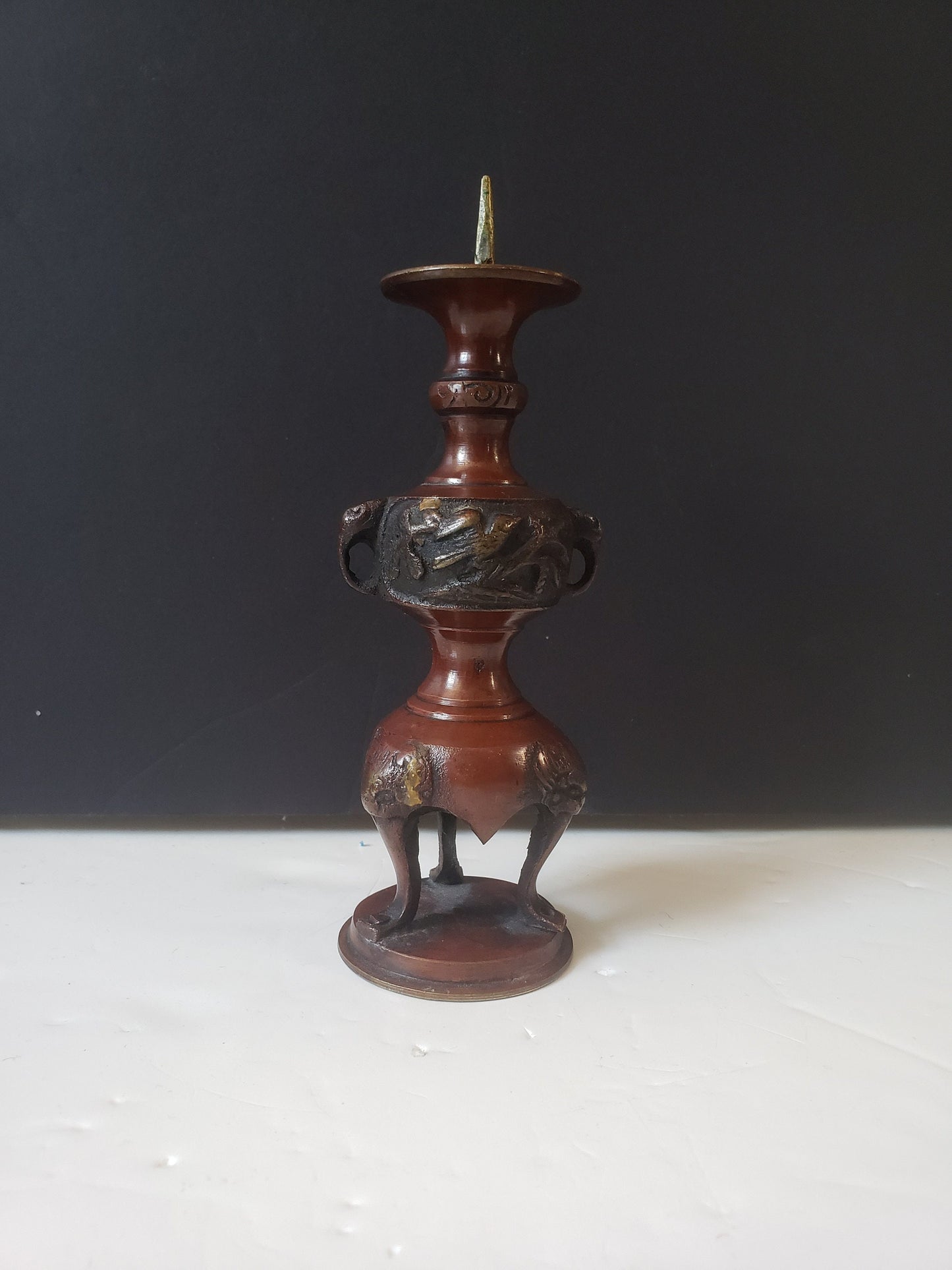 Meji Japanese Bronze Candlestick