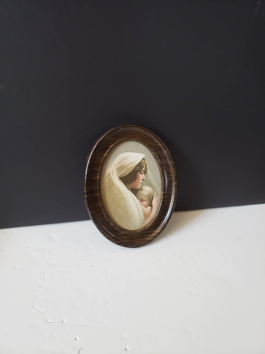 Antique Tin Frame with Photo of Mother and Child