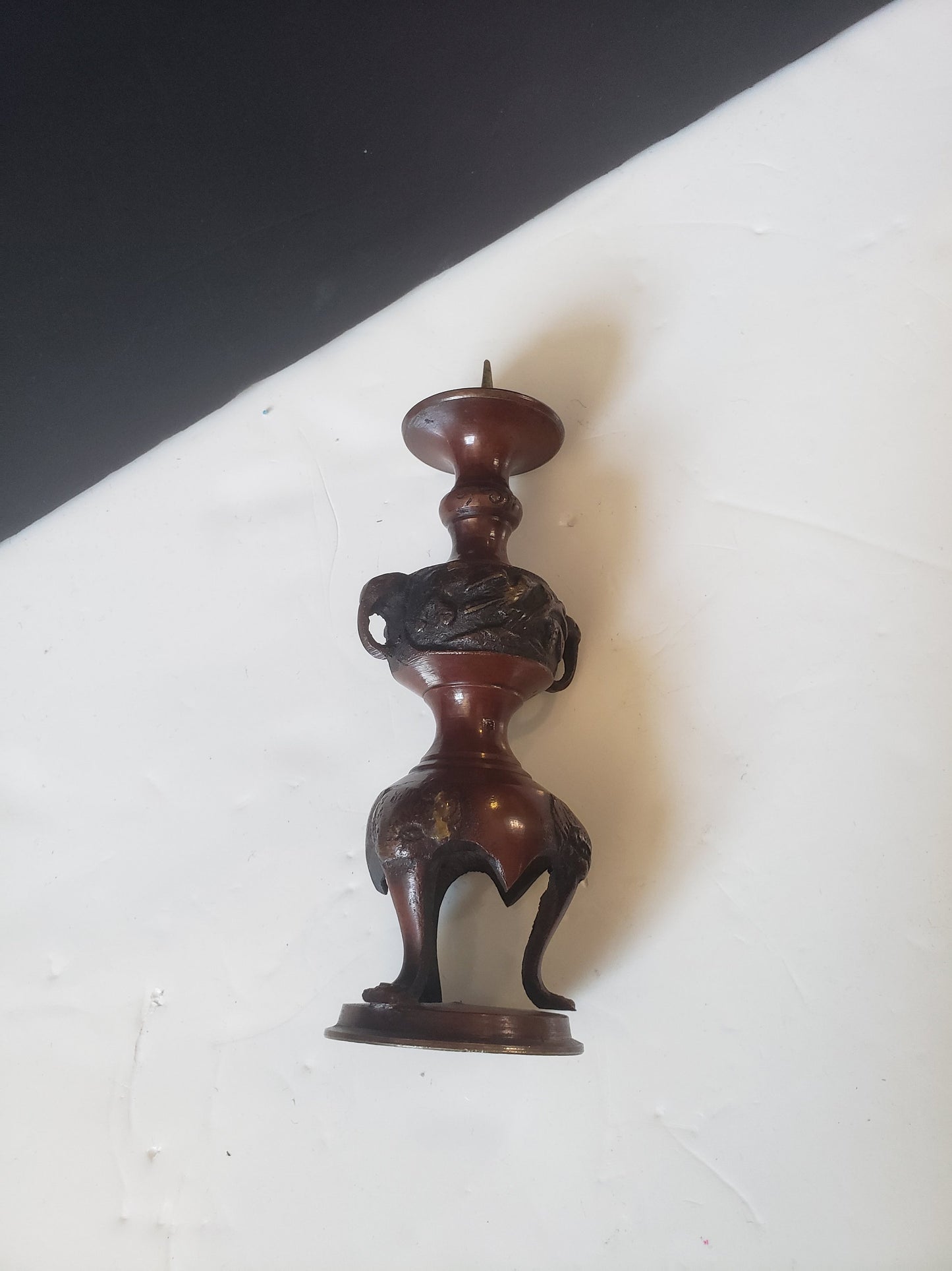 Meji Japanese Bronze Candlestick