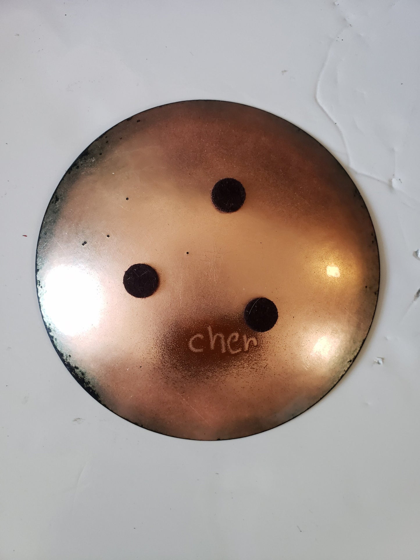 Vintage Signed Acid Etched Copper Dish
