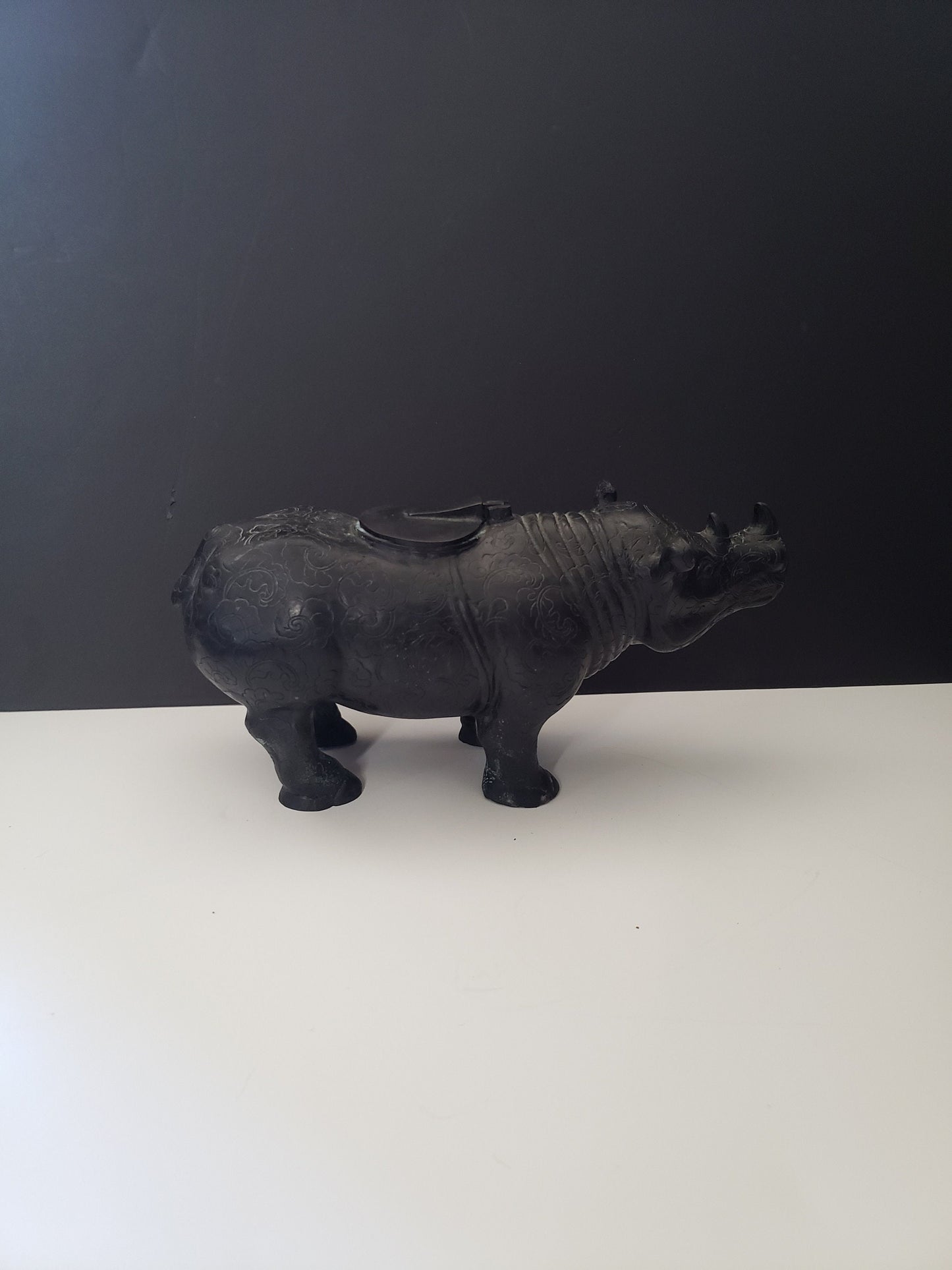 Fabulous Solid Chinese Bronze Rhino Box Amazing Patina