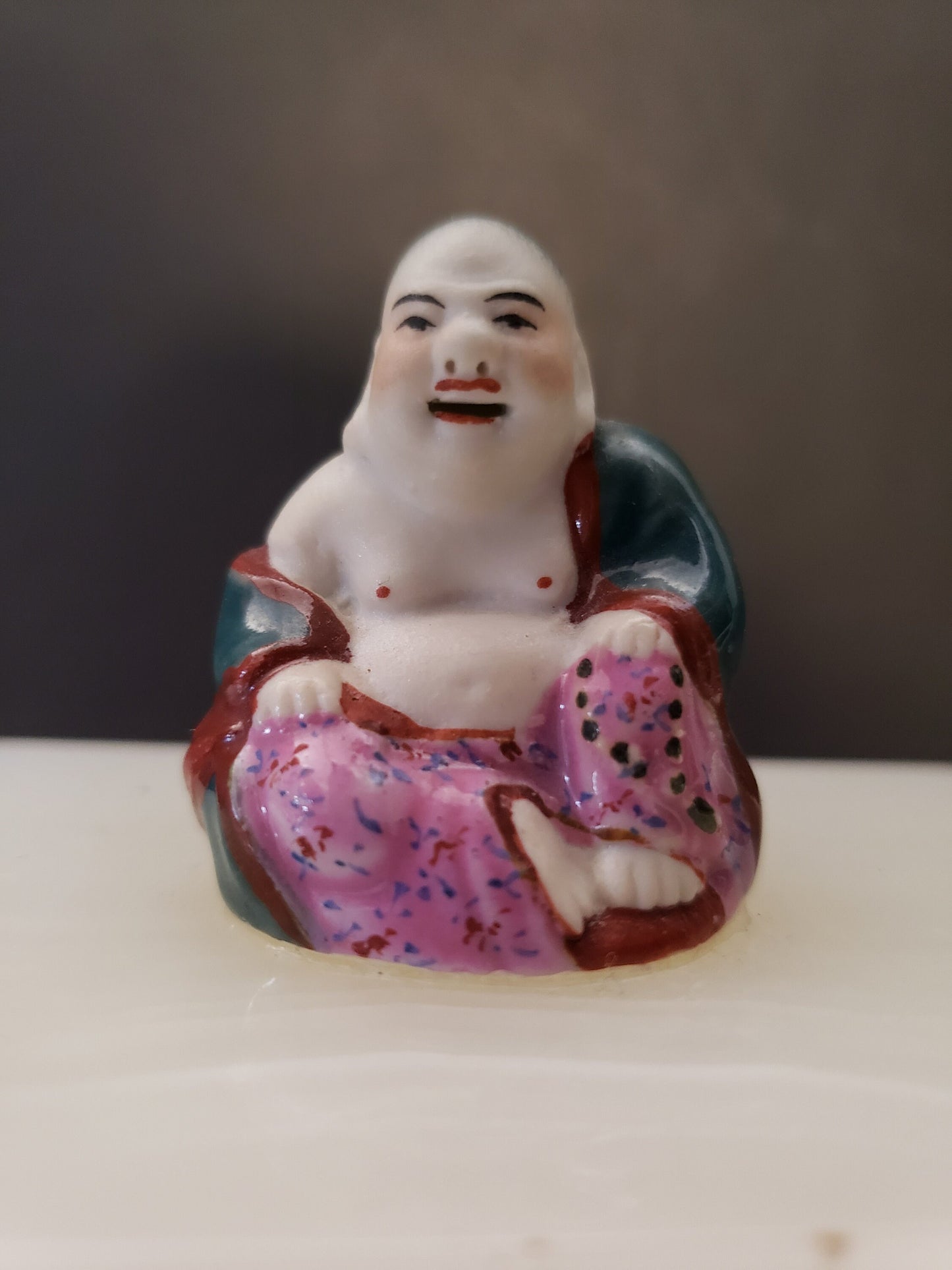 Chinese Polychrome Figure on Onyx Box