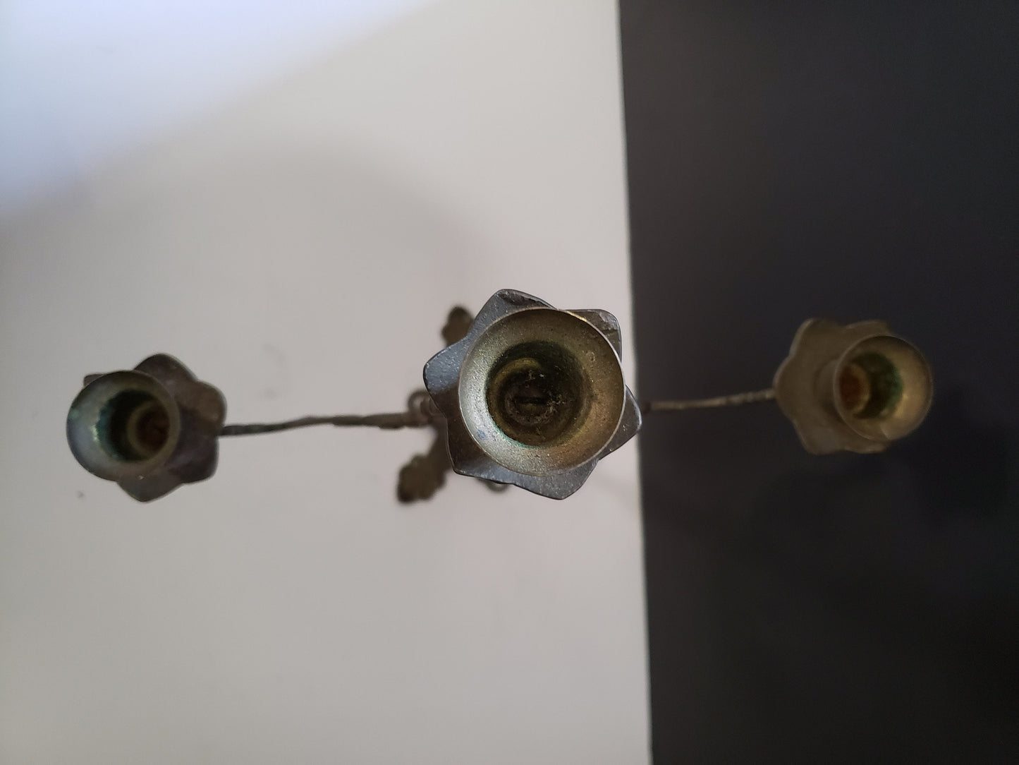 Antique Gothic Brass Candelabra