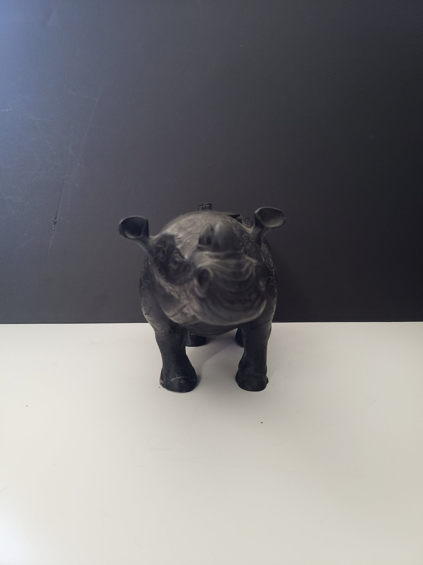 Fabulous Solid Chinese Bronze Rhino Box Amazing Patina