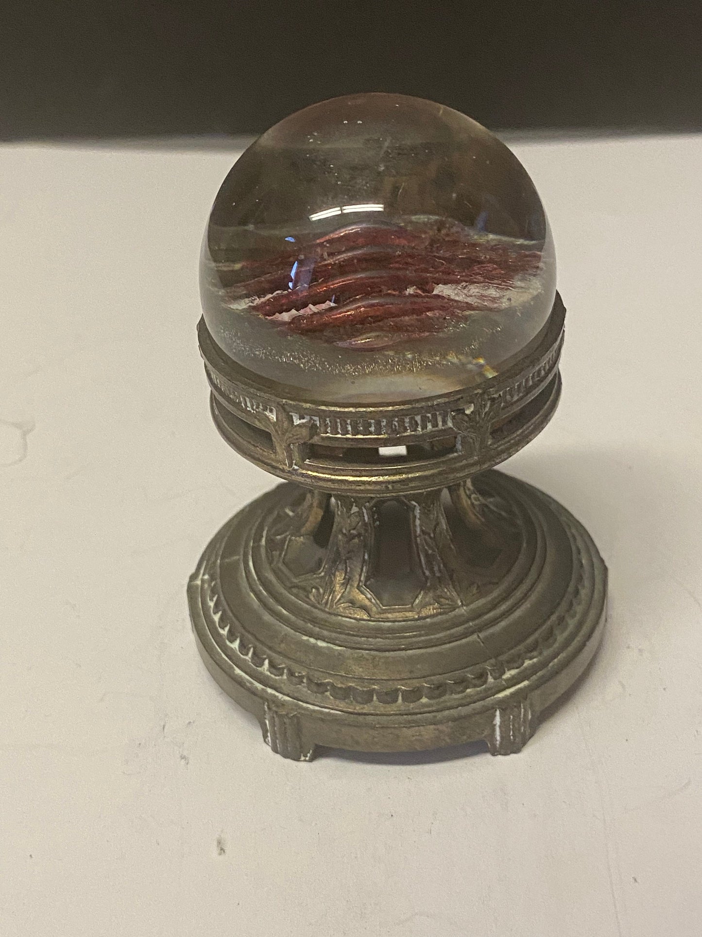 Antique French glass paperweight and stand luxurious