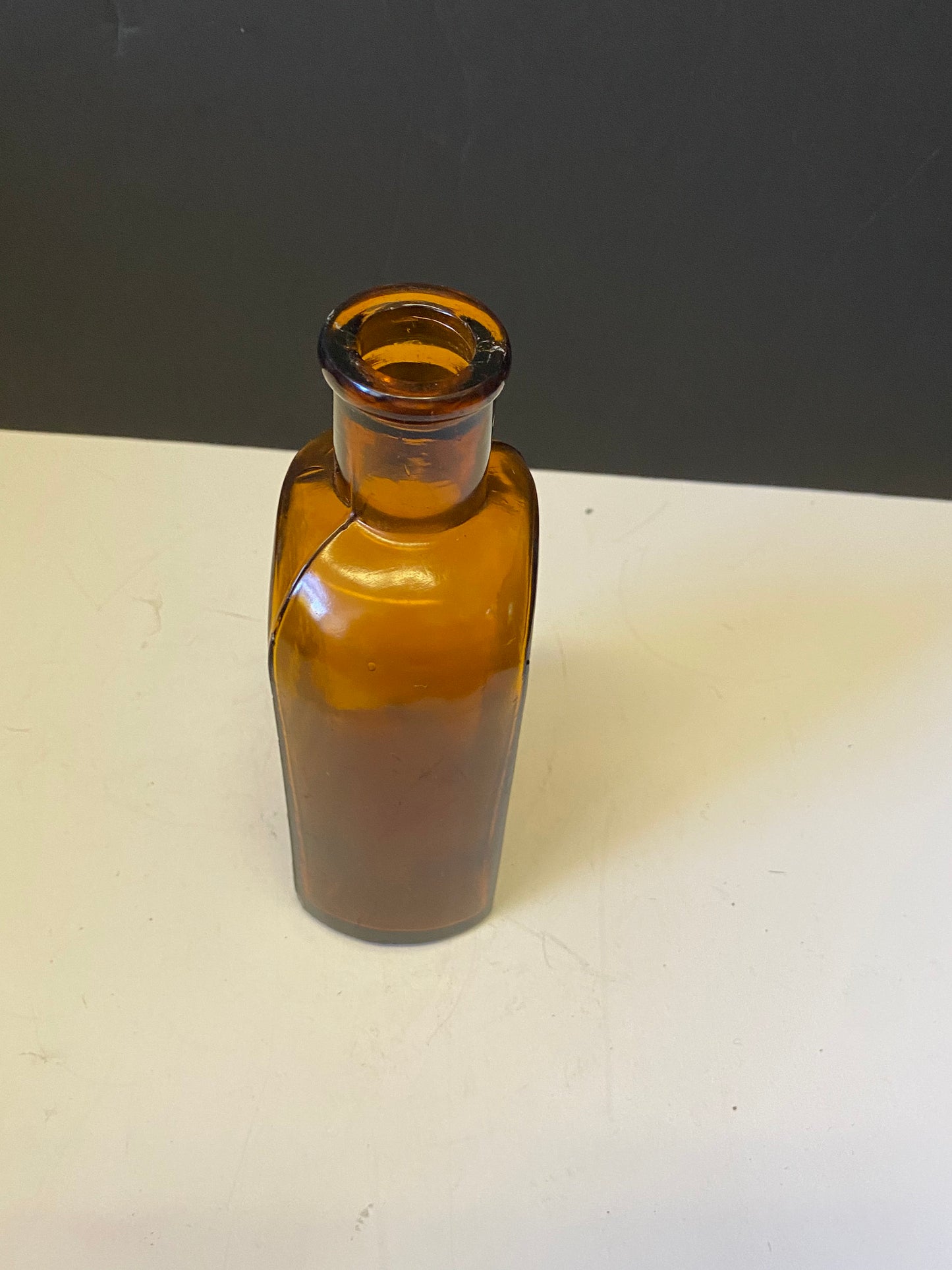 7 inch antique amber glass chemist bottle New York Amazing collectors piece