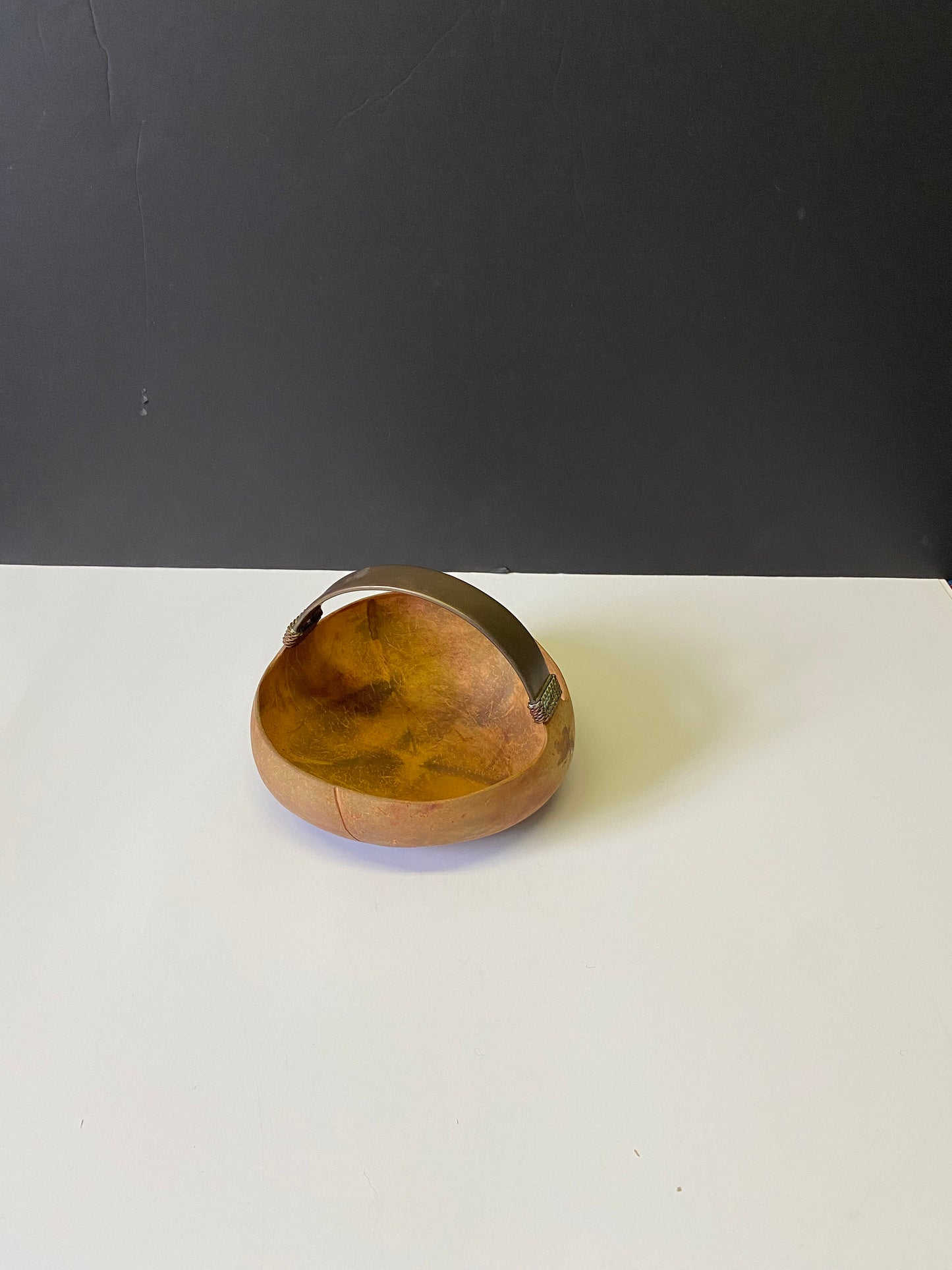 A 7 inch Chinese coconut and bronze bowl Antique simple and delightful