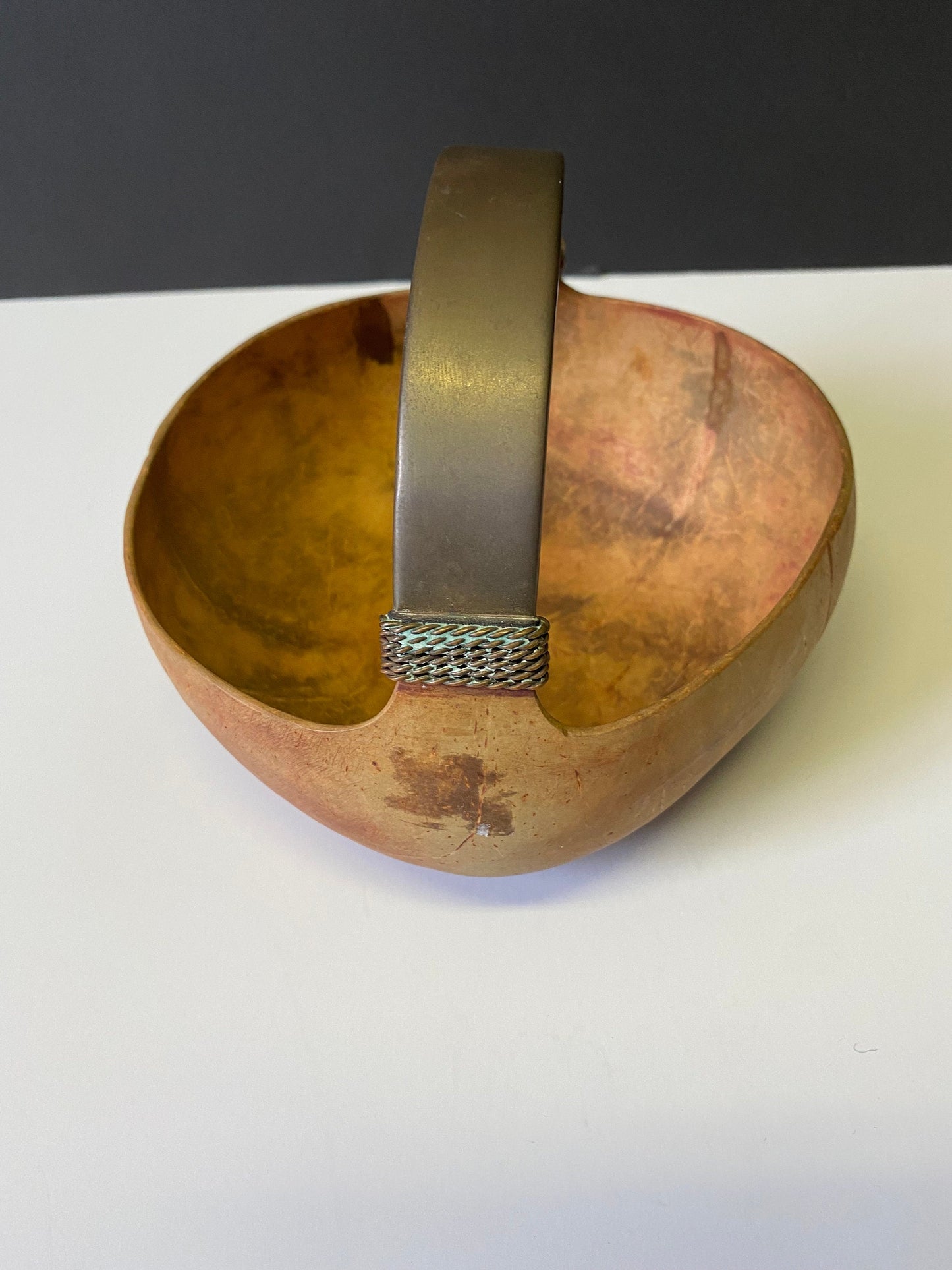 A 7 inch Chinese coconut and bronze bowl Antique simple and delightful