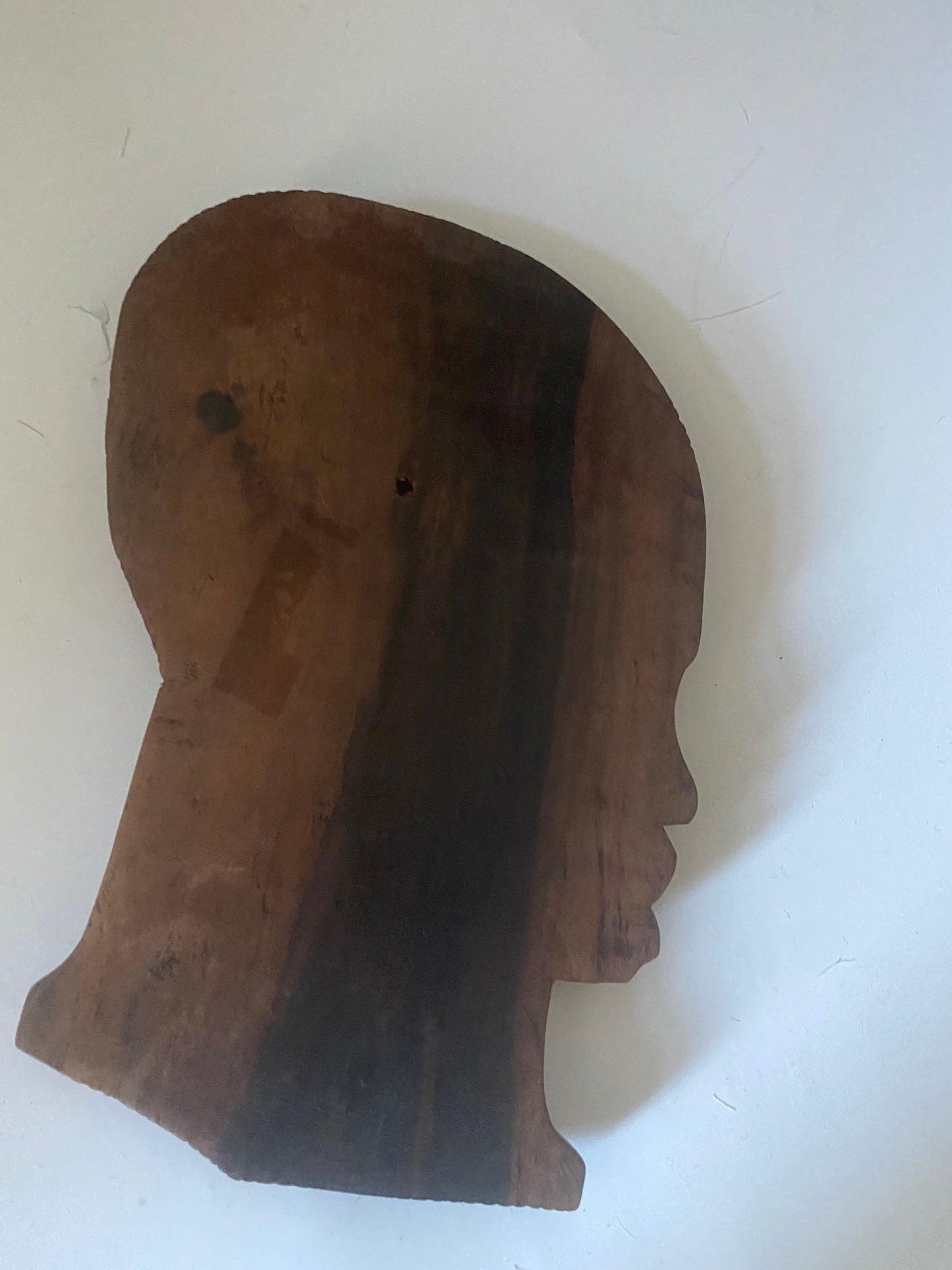 Vintage hanging Western African hardwood plaque of a man