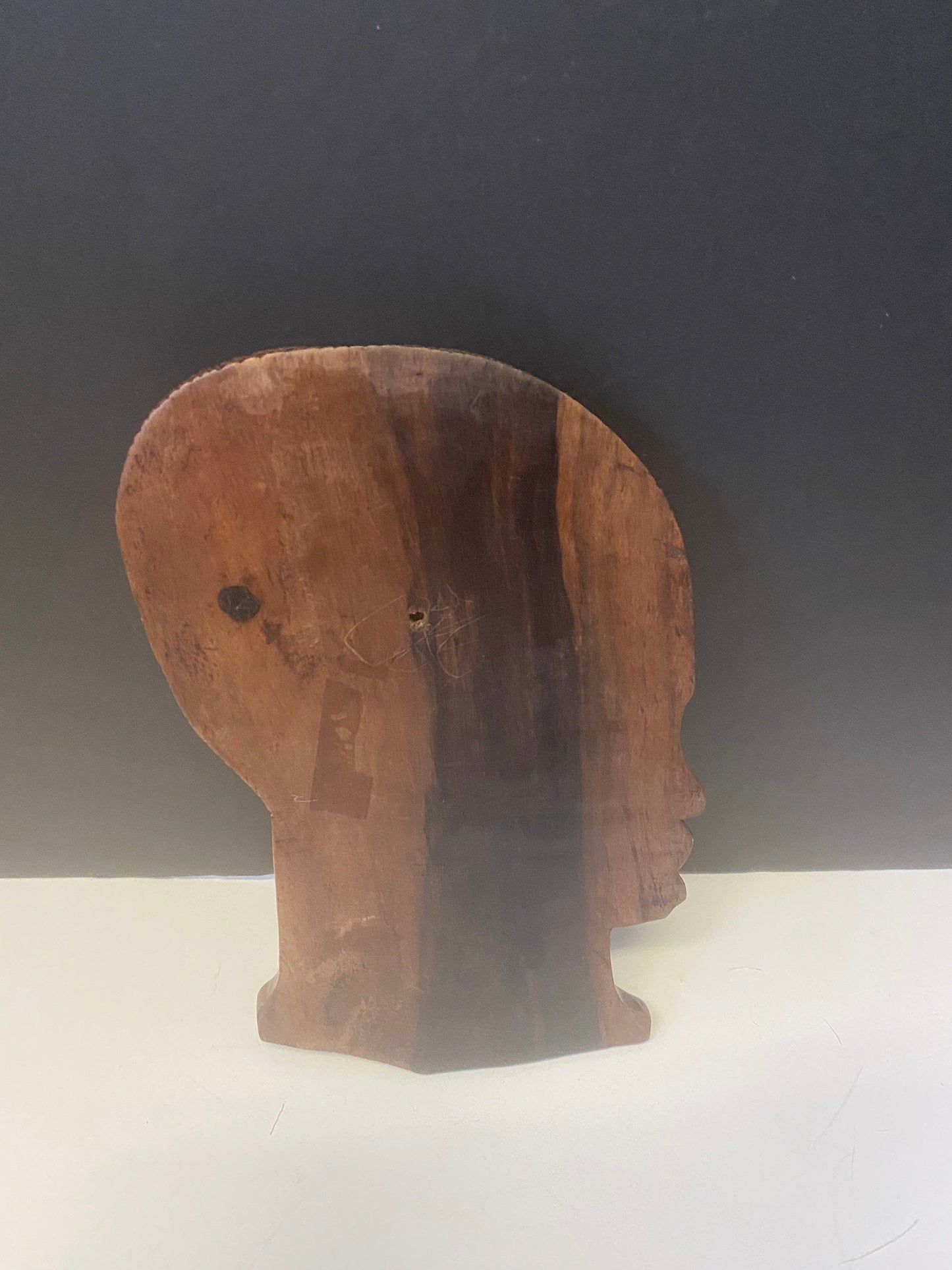 Vintage hanging Western African hardwood plaque of a man