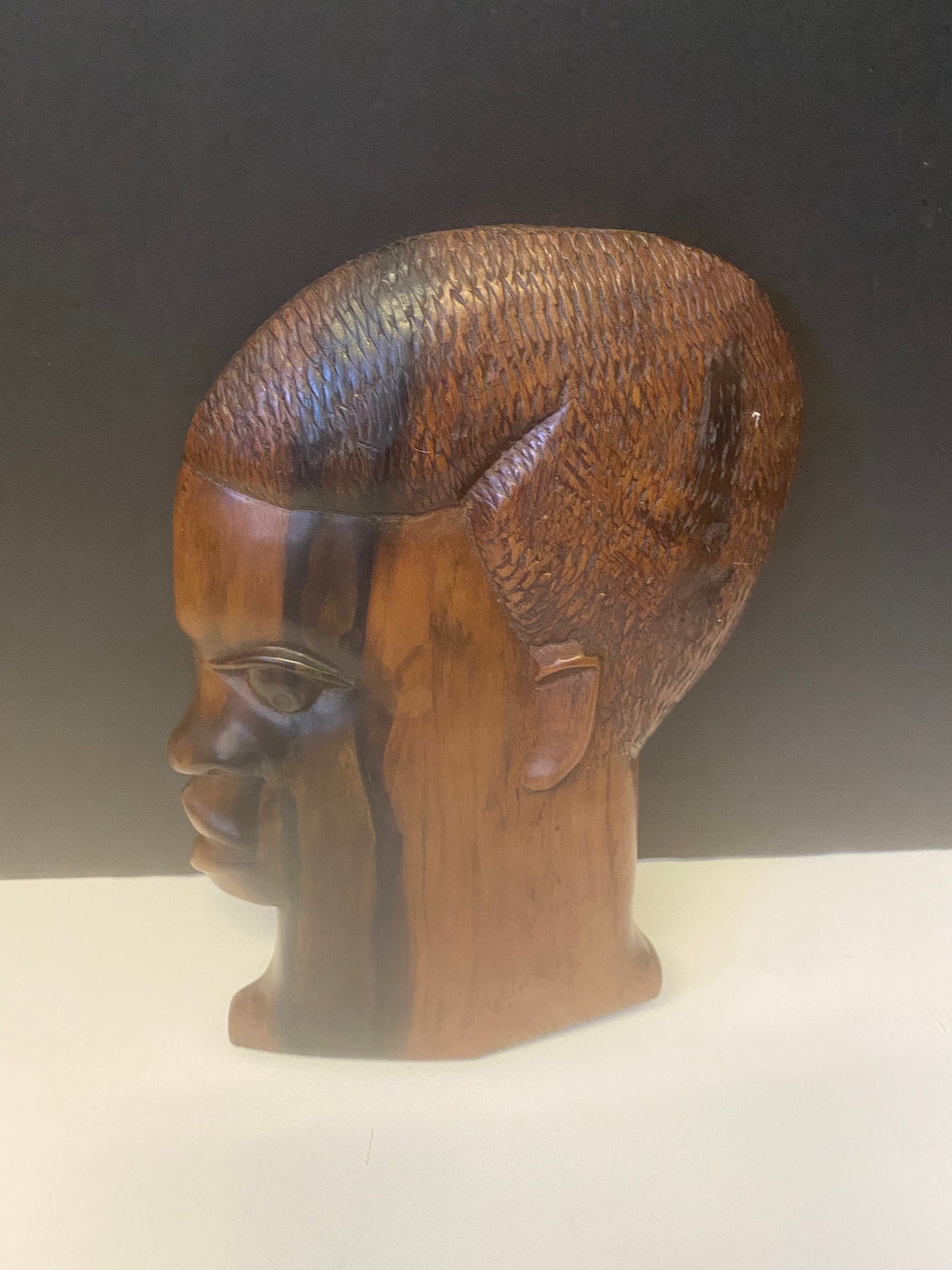 Vintage hanging Western African hardwood plaque of a man