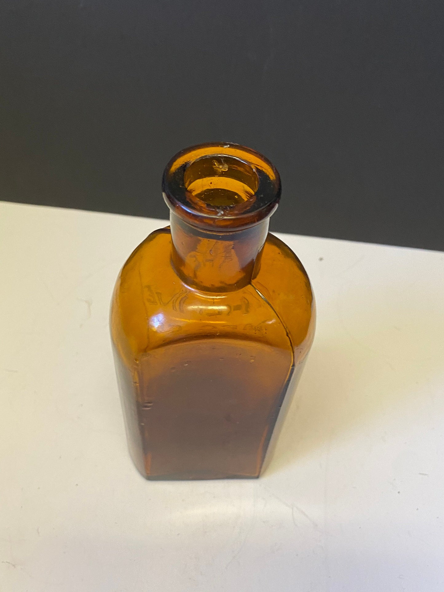 7 inch antique amber glass chemist bottle New York Amazing collectors piece