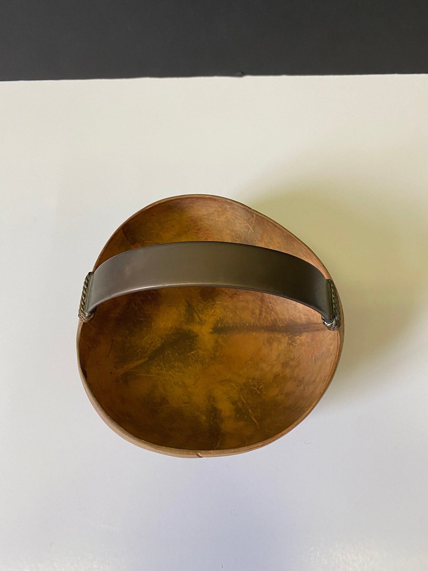 A 7 inch Chinese coconut and bronze bowl Antique simple and delightful