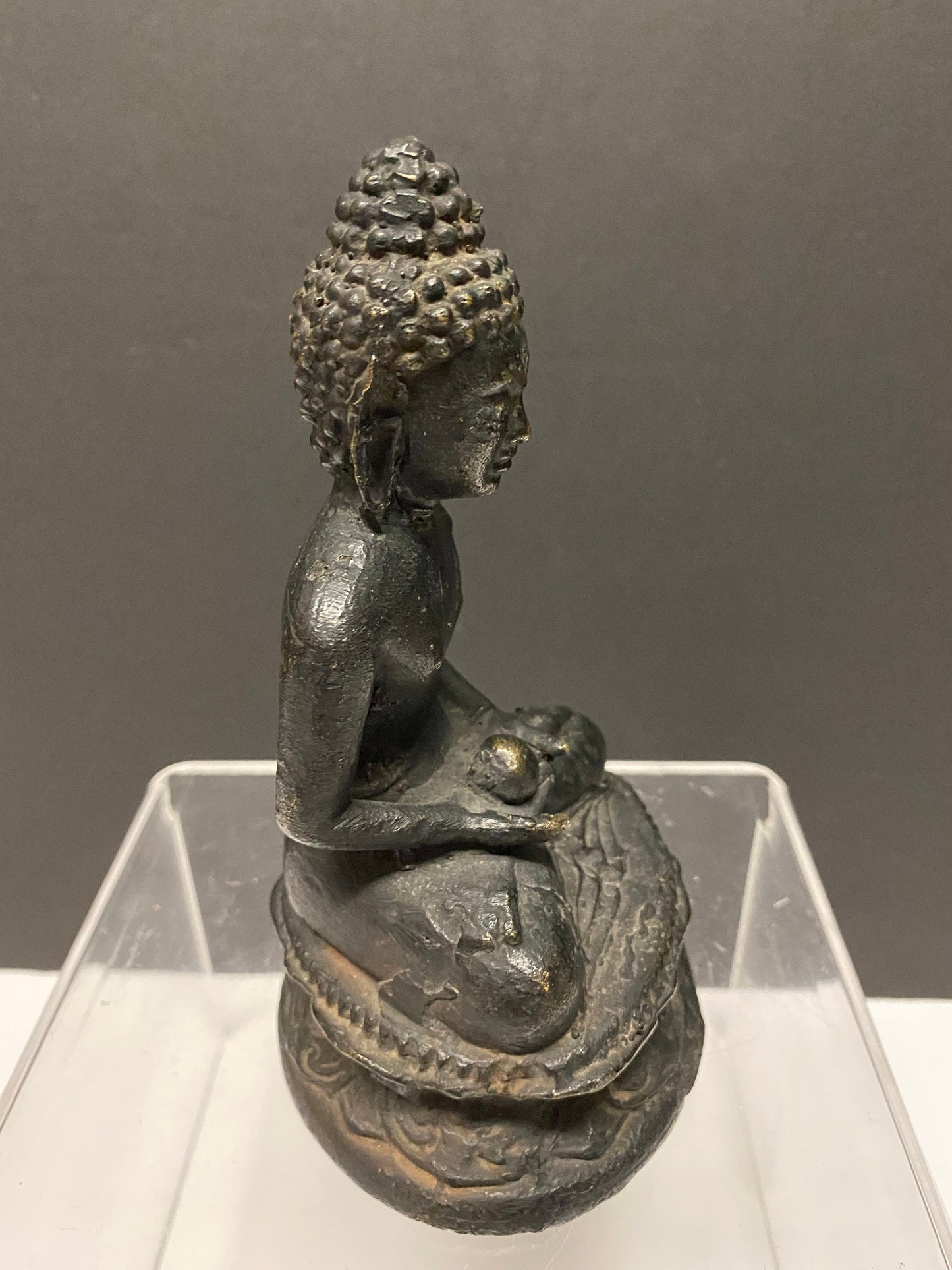 A 6 inch antique Chinese bronze buddha with Great patina
