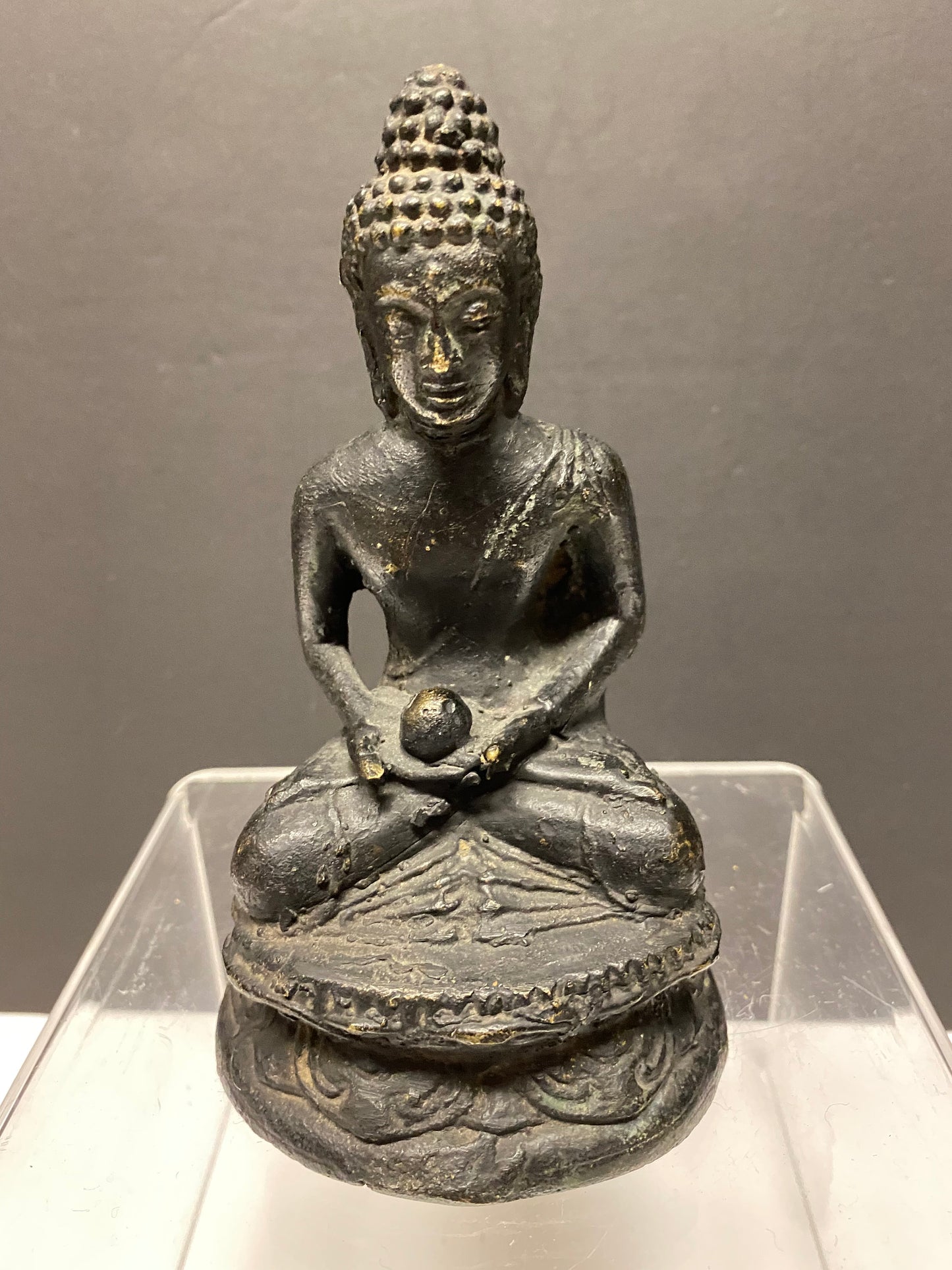 A 6 inch antique Chinese bronze buddha with Great patina