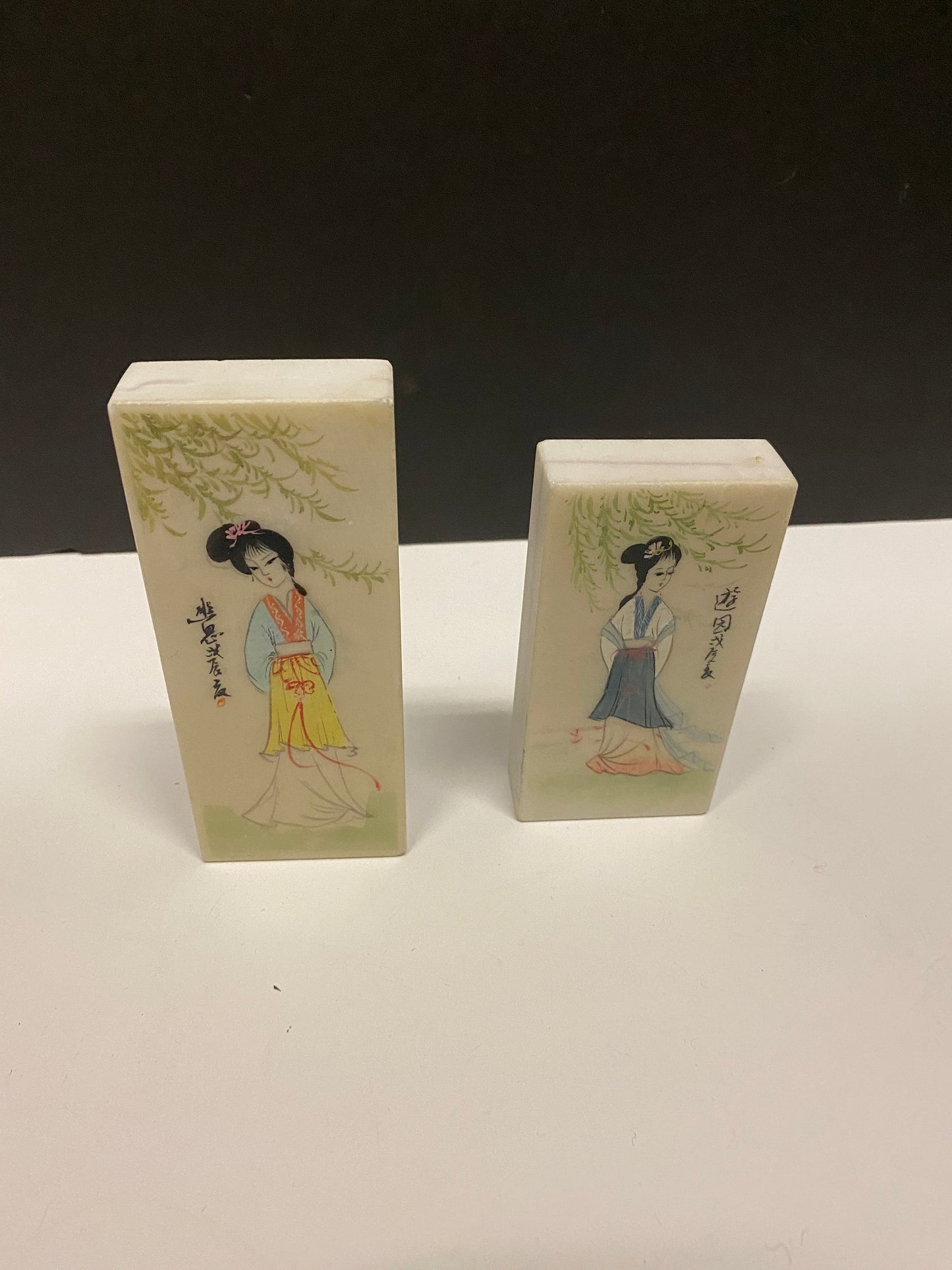 4 and 5 inch tall Chinese handpainted on Stone calligraphy paperweights unique and desirable wow gift alert