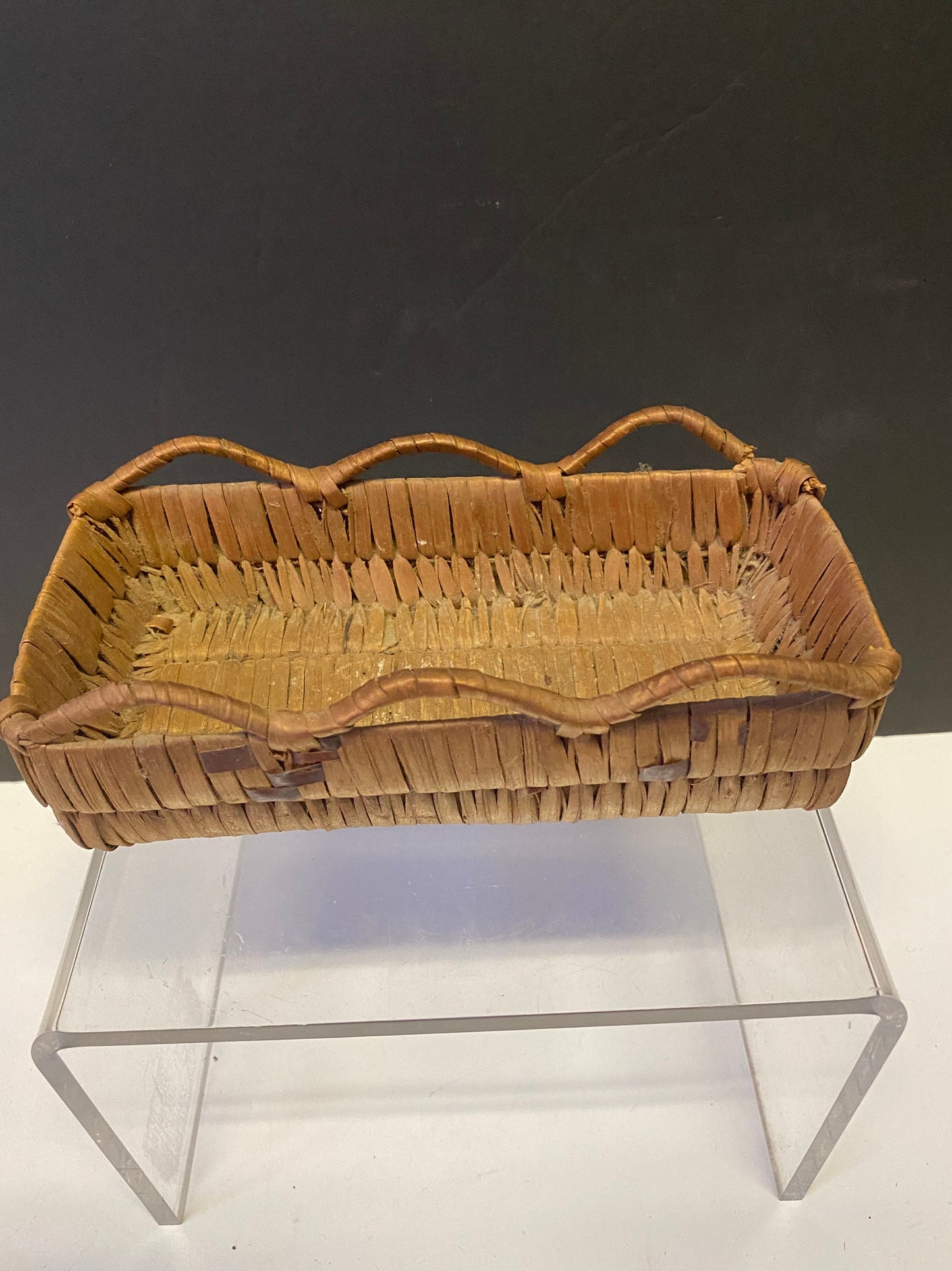 7 inch Long superb Indigenous First Nations coast Salish unusual basket small damage on one corner