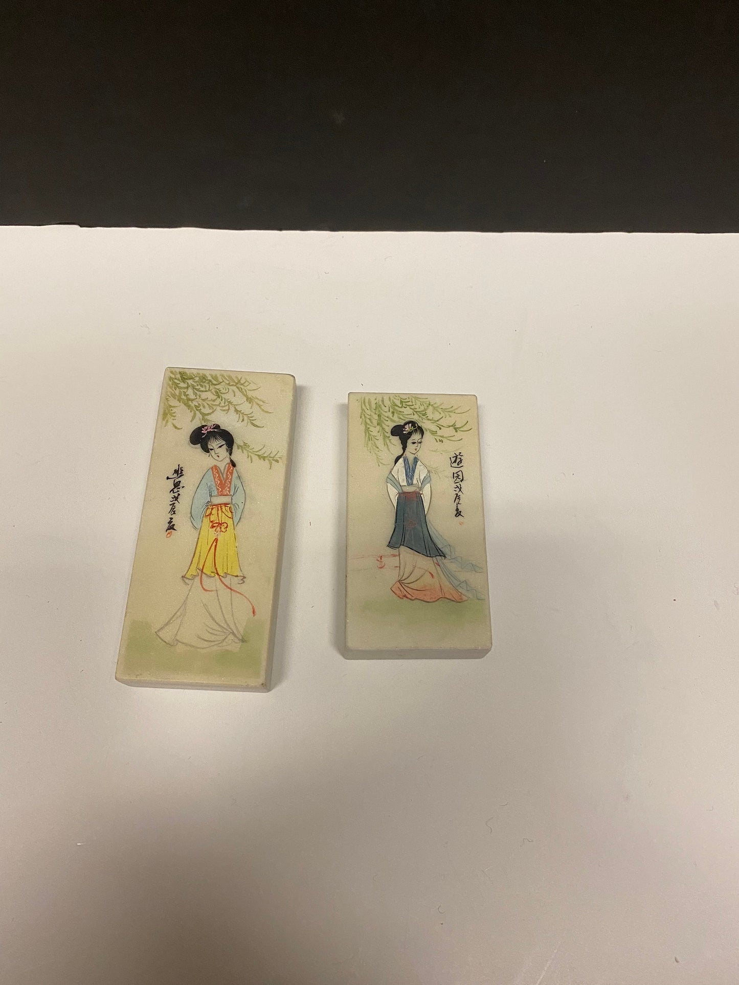 4 and 5 inch tall Chinese handpainted on Stone calligraphy paperweights unique and desirable wow gift alert