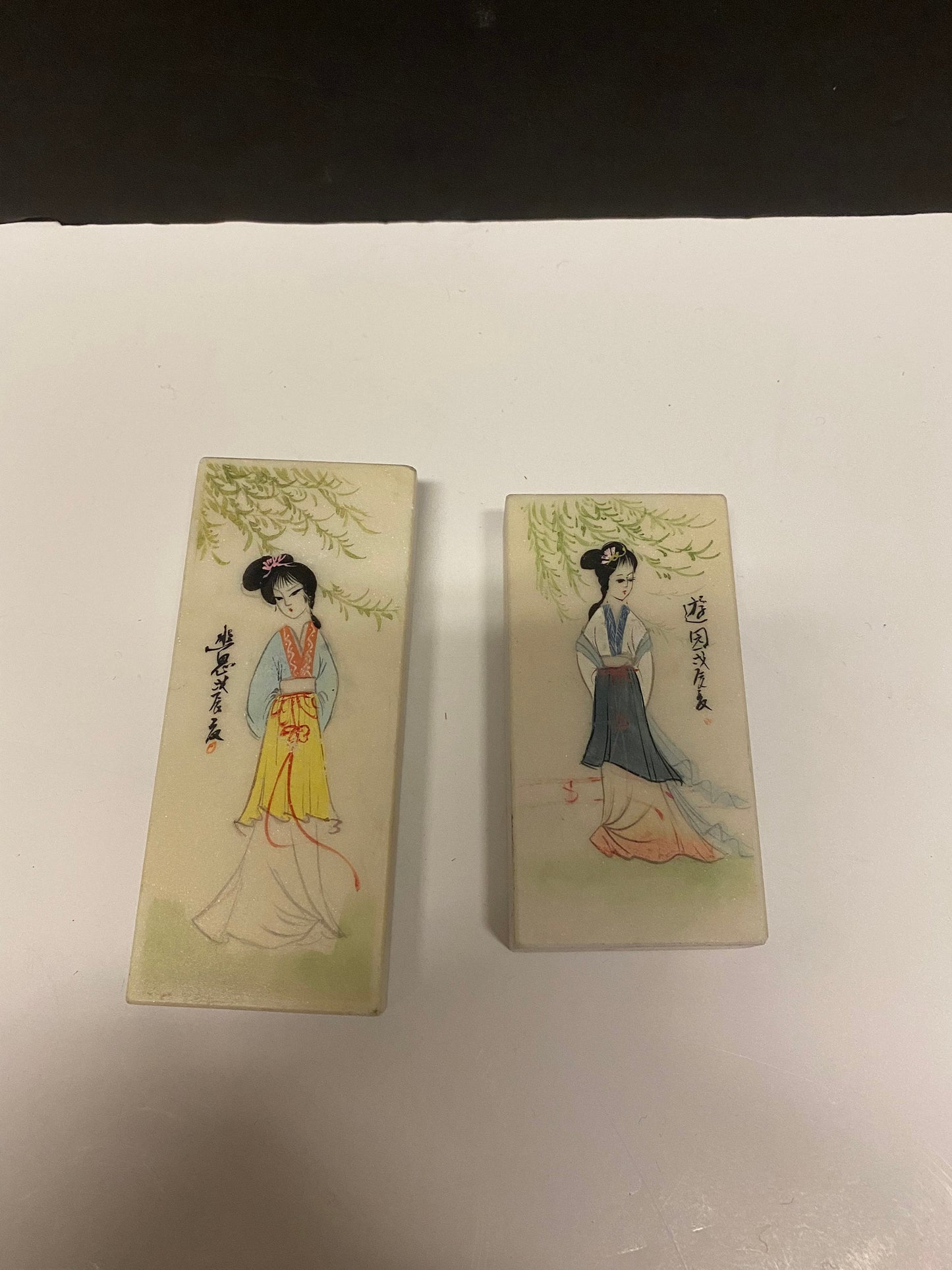 4 and 5 inch tall Chinese handpainted on Stone calligraphy paperweights unique and desirable wow gift alert