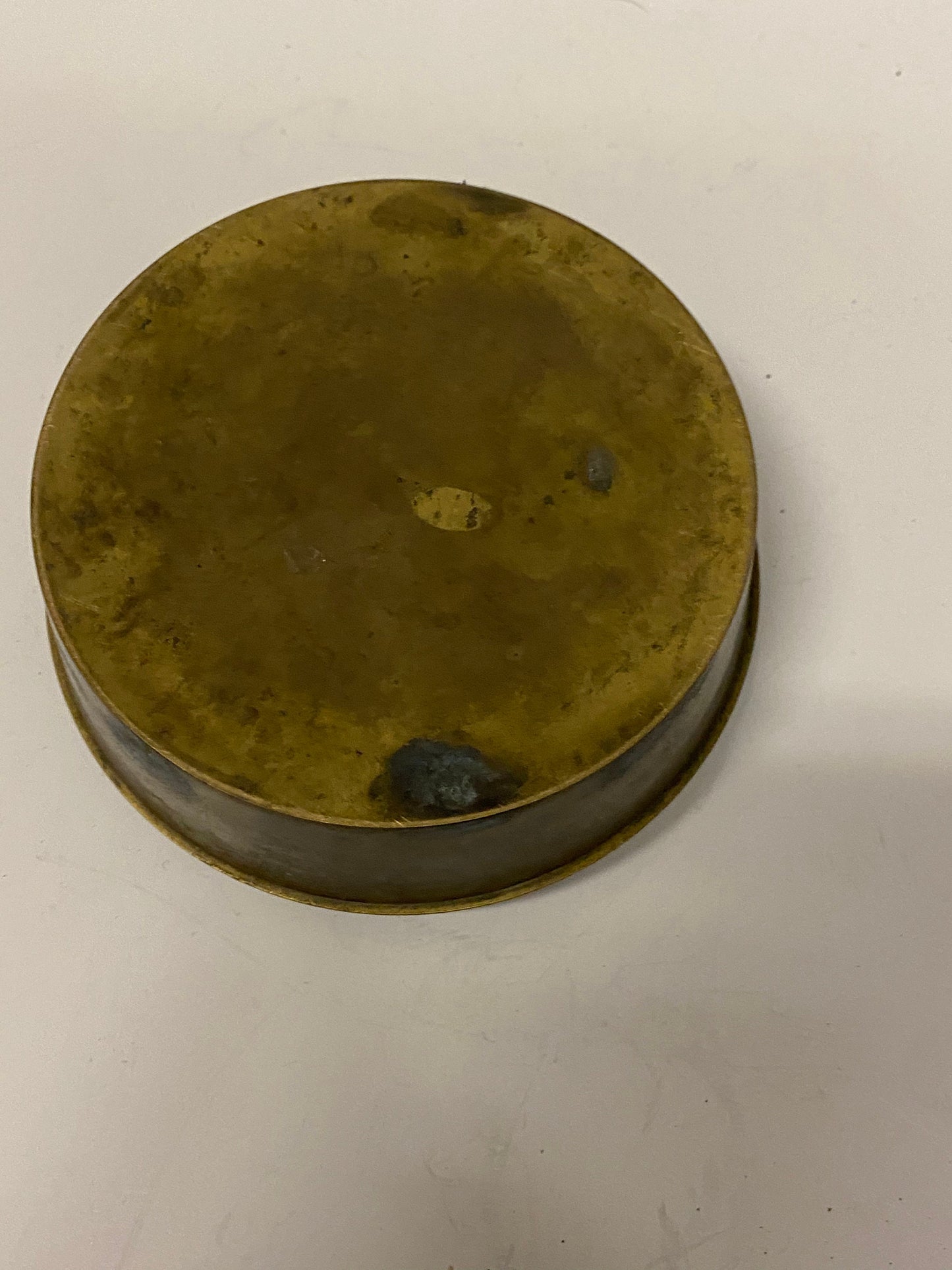 A 5 x 2 deep Antique Chinese brass box with decorated scene on top Great condition an amazing Patina super gift