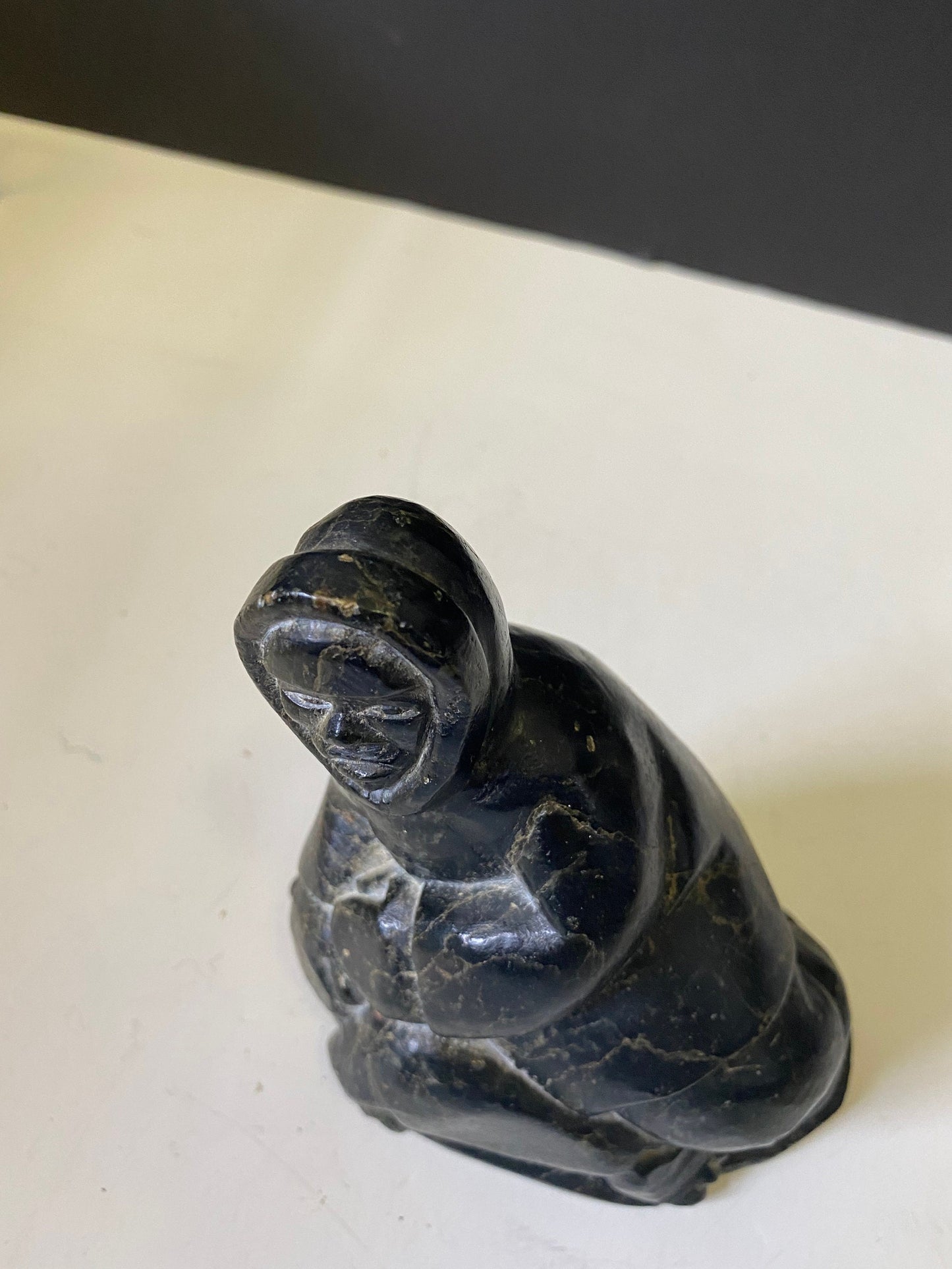 Rare Classic style Inuit soapstone ...Hunter with seal.....early 1960's wonderful carving Info in the listing