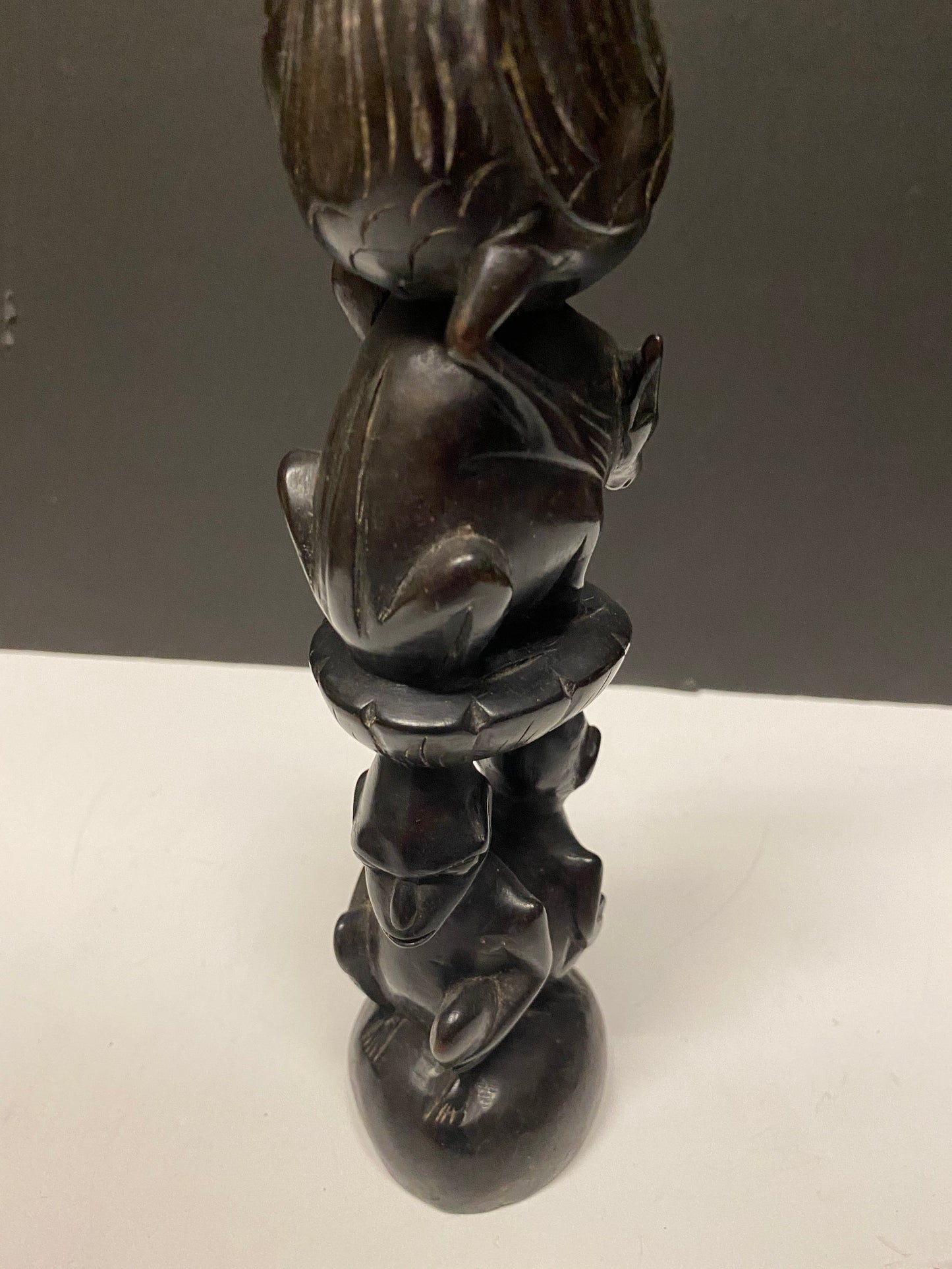 Very rare 10 inch Makonde African carved ebony candle holder great imagery older museum quality great gift