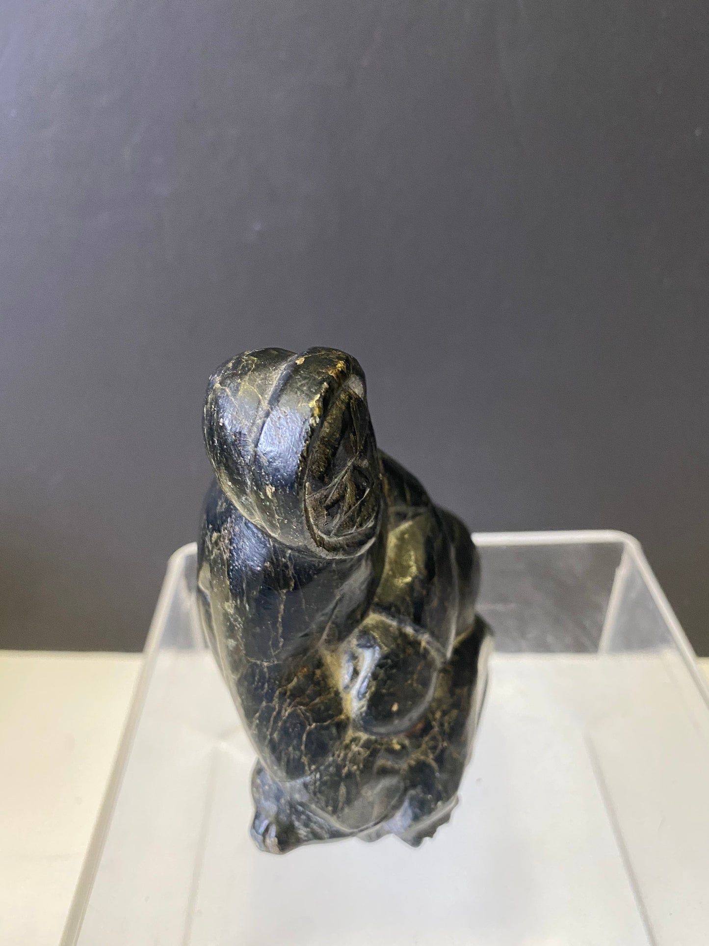Rare Classic style Inuit soapstone ...Hunter with seal.....early 1960's wonderful carving Info in the listing