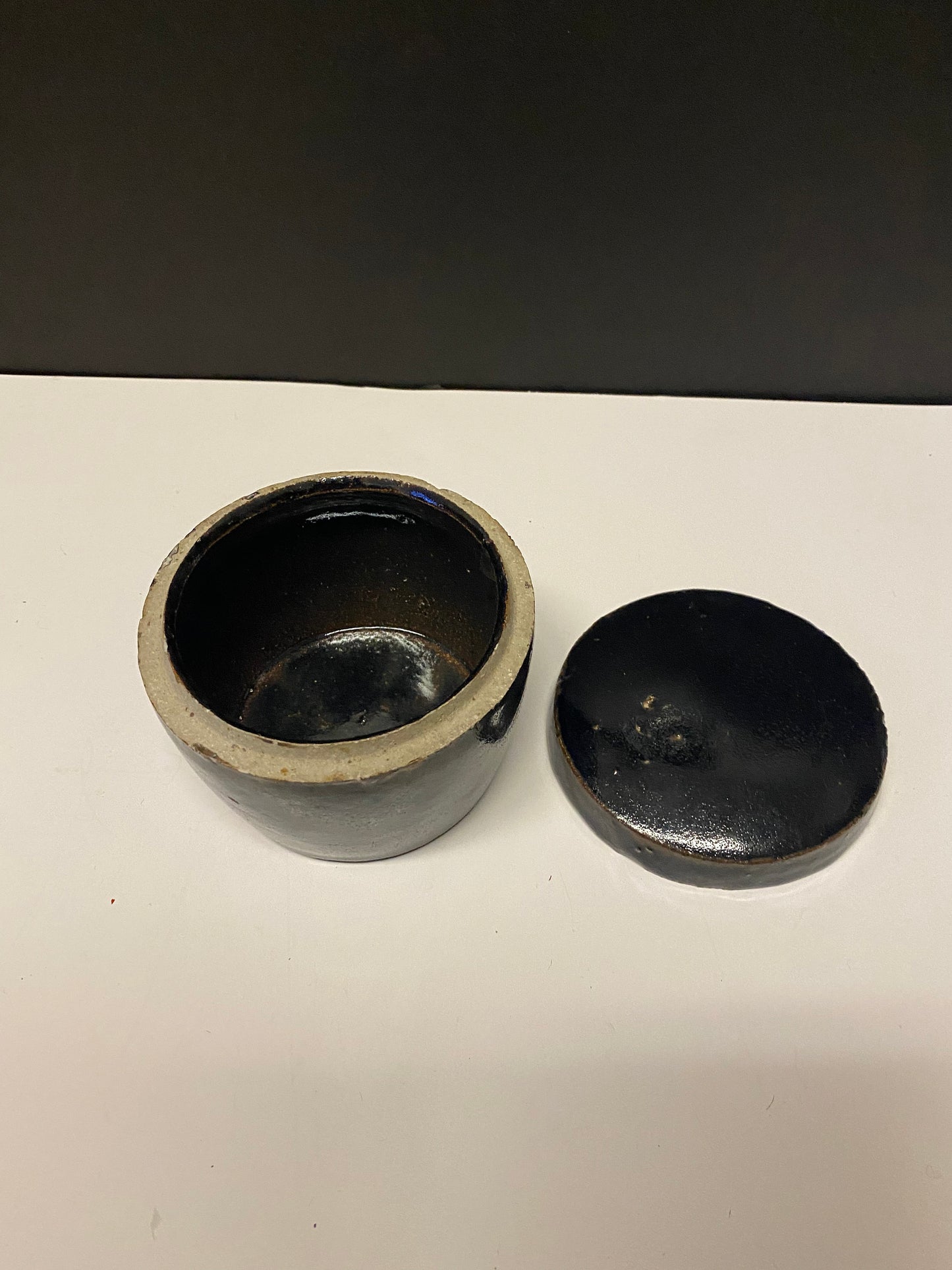 An A Absolutely stunning Antique Chinese soy glazed lidded pot 4 x 3 inches and wonderful condition museum piece texture dream