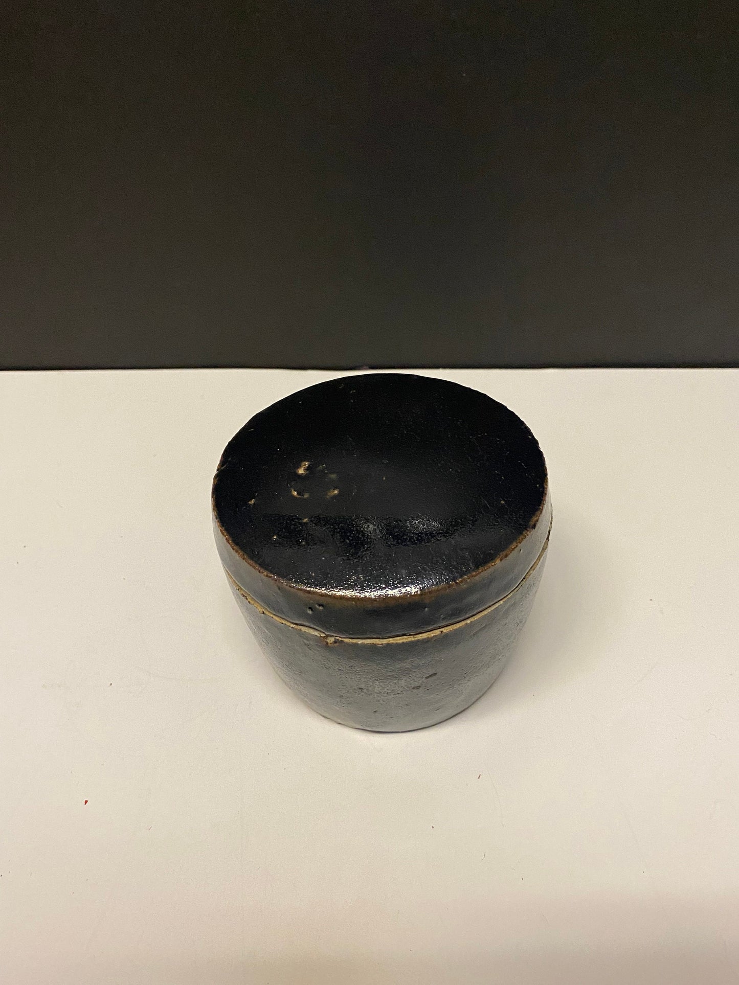 An A Absolutely stunning Antique Chinese soy glazed lidded pot 4 x 3 inches and wonderful condition museum piece texture dream