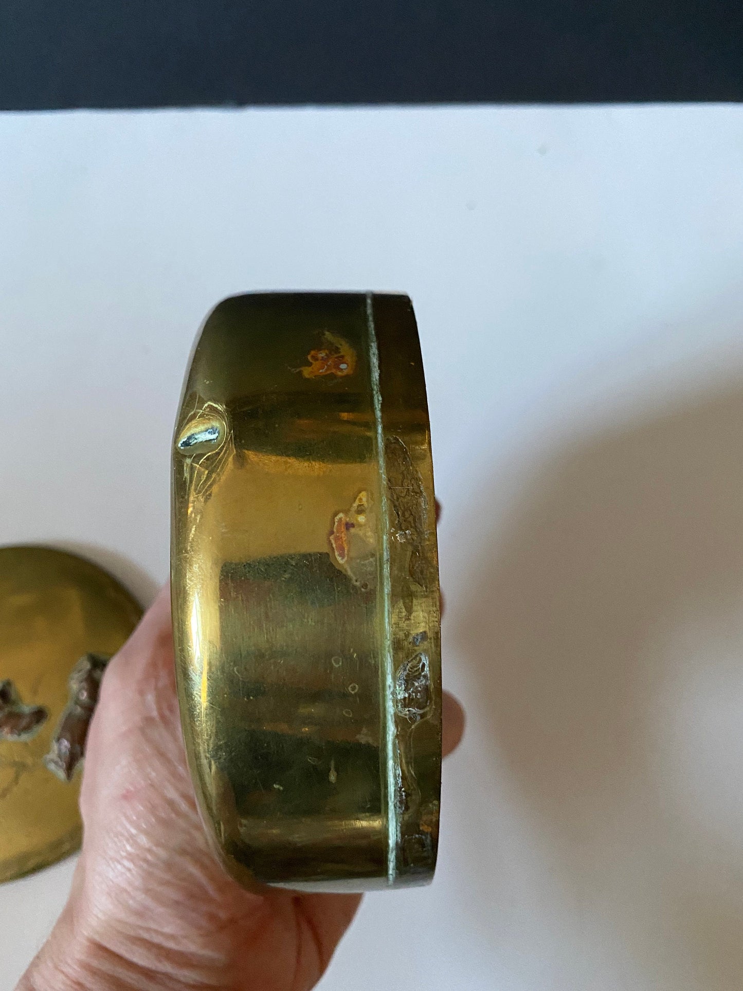 Antique and chinese brass and copper lidded box 6 x 2 inches Wonderful detail and quality -Ready to use or gift