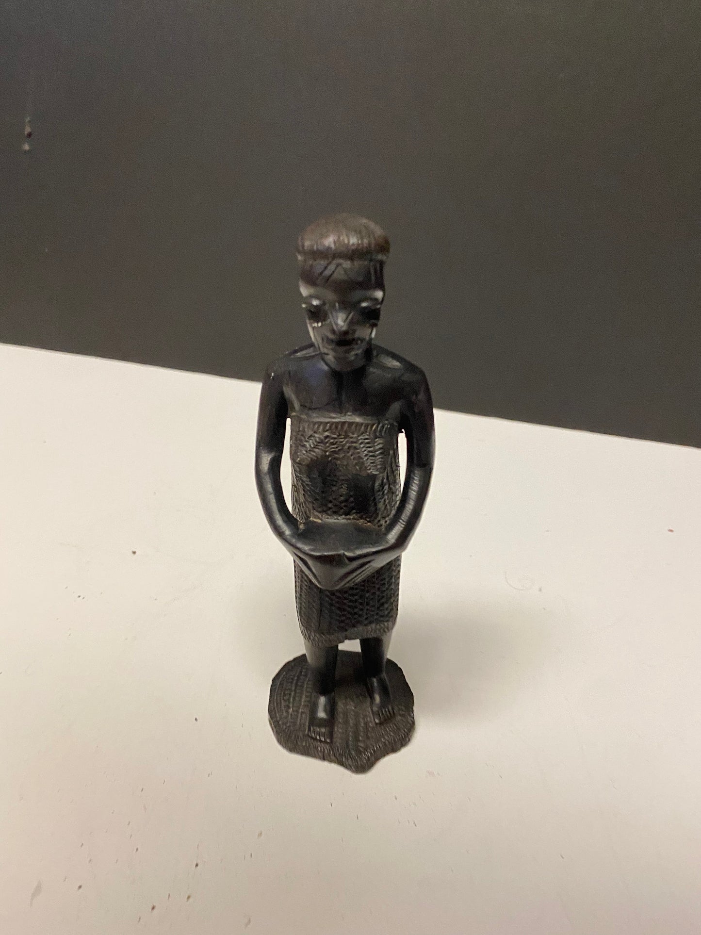 Fabulous 7 inch West African carved wooden statue of a woman well modelled wow