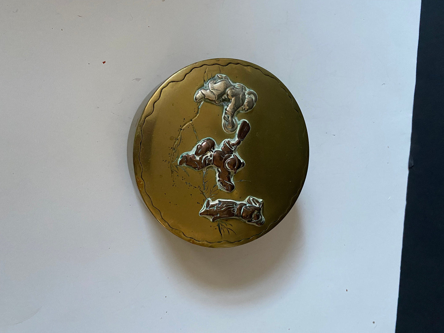 Antique and chinese brass and copper lidded box 6 x 2 inches Wonderful detail and quality -Ready to use or gift