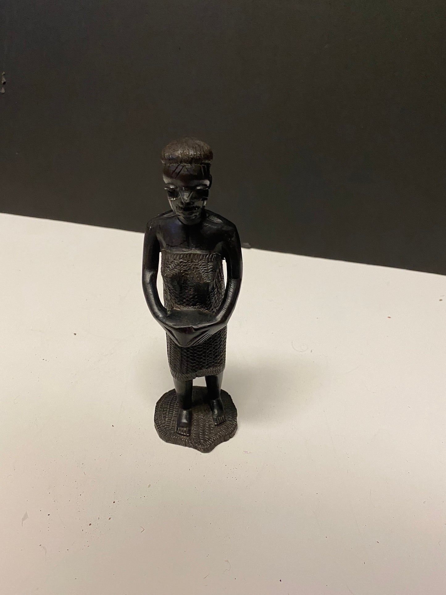 Fabulous 7 inch West African carved wooden statue of a woman well modelled wow