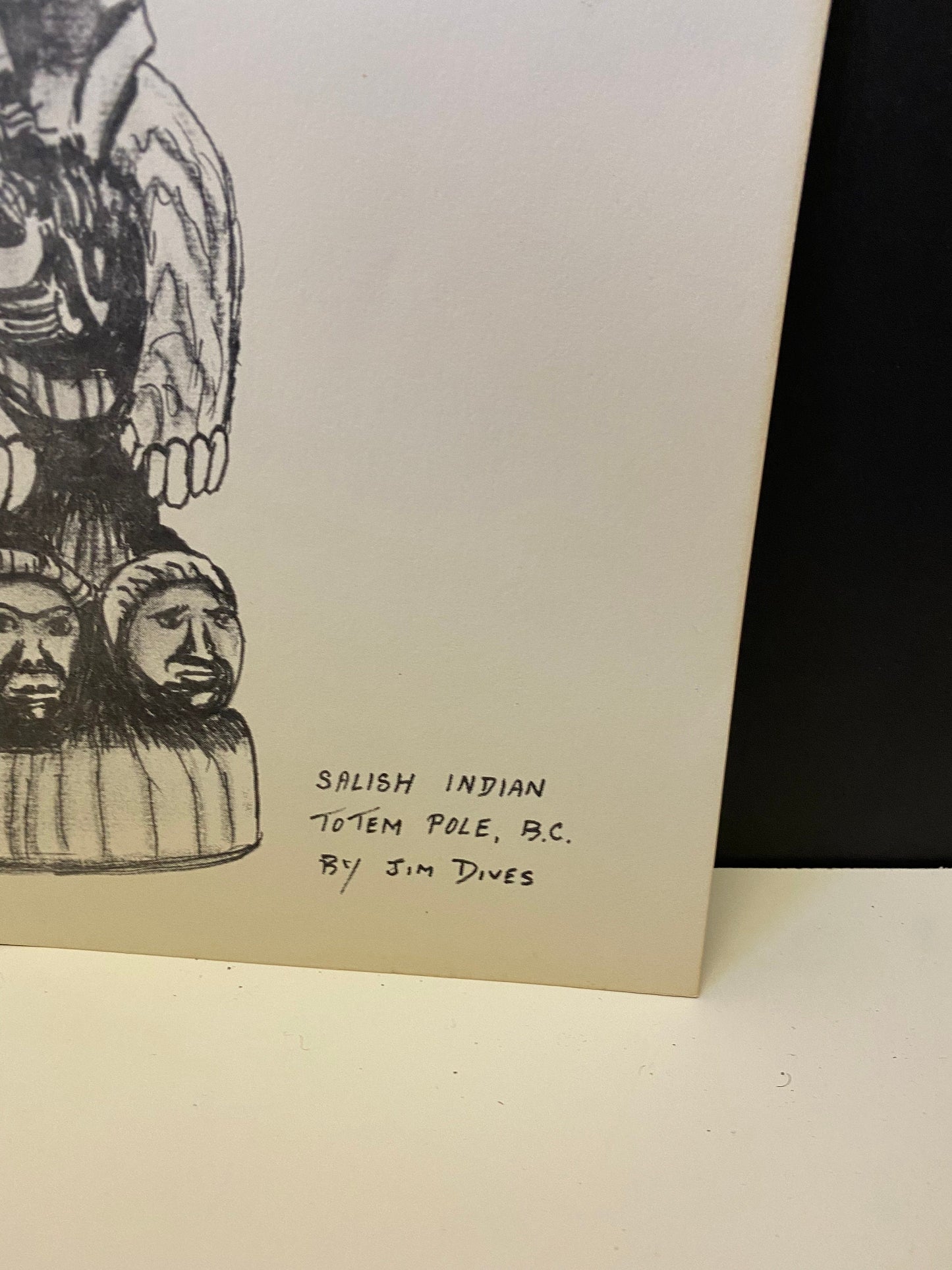 Absolutely fabulous 10 x 12 signed Indigenous First Nations lithograph picture of a totem Unframed and super well detailed wow