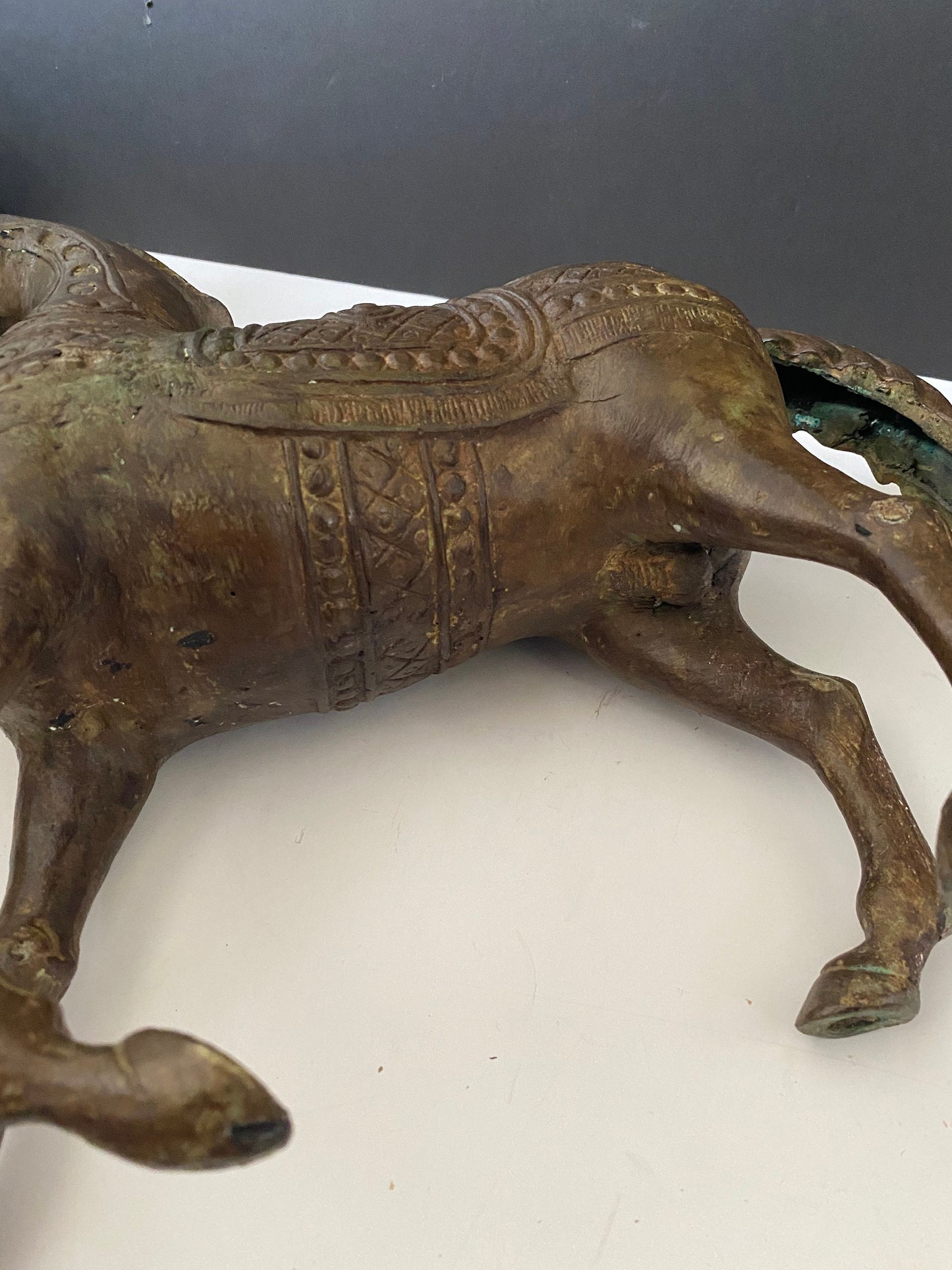 A Absolutely fantastic 15 inch high by 14 inches long detailed bronze galloping horse good weight old old patina One of a kind