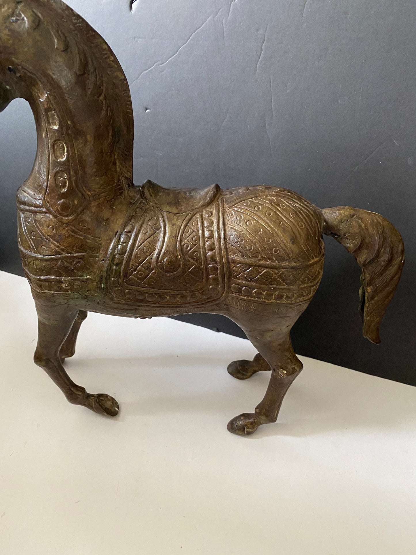 A Absolutely fantastic 15 inch high by 14 inches long detailed bronze galloping horse good weight old old patina One of a kind