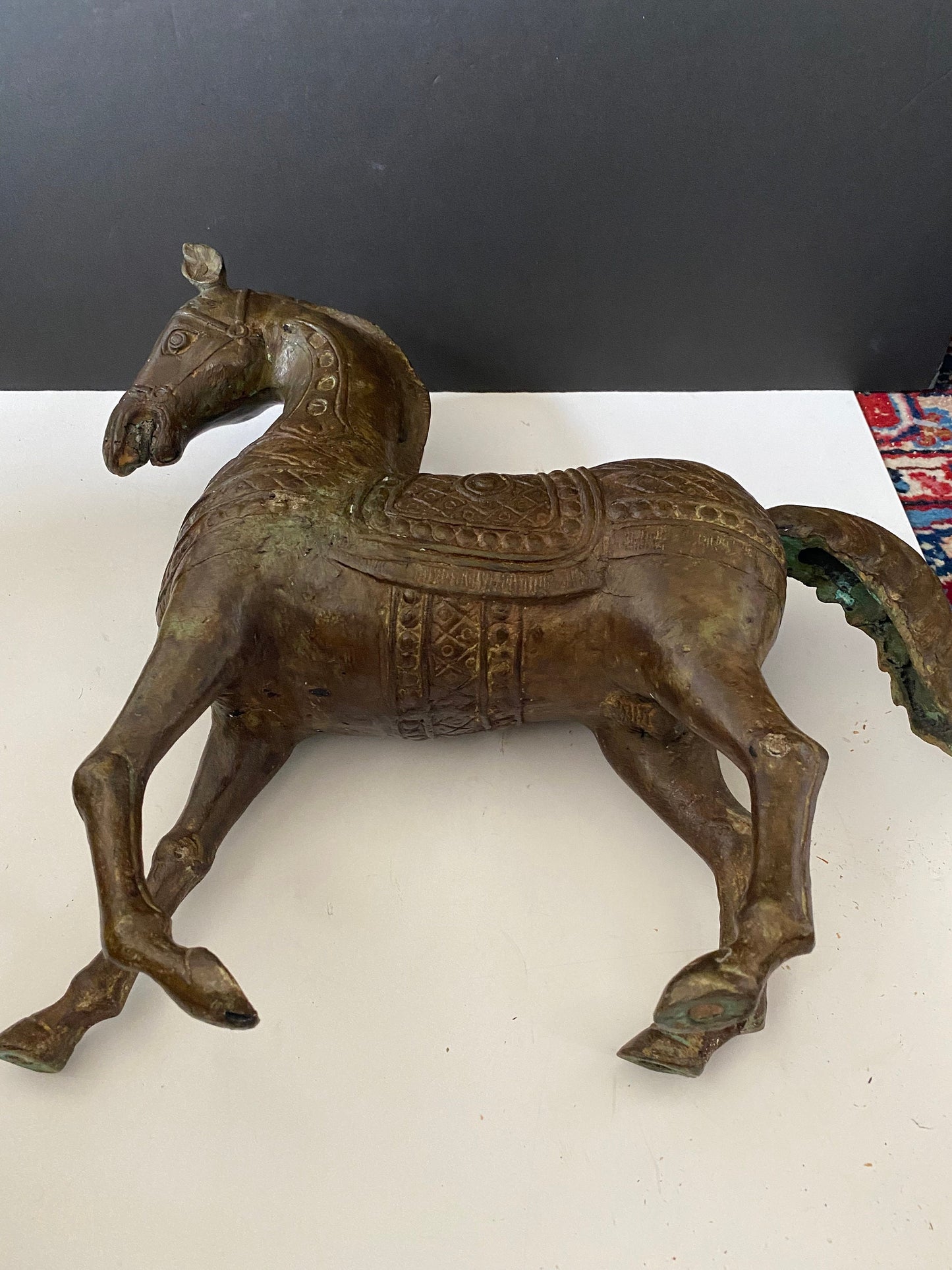 A Absolutely fantastic 15 inch high by 14 inches long detailed bronze galloping horse good weight old old patina One of a kind