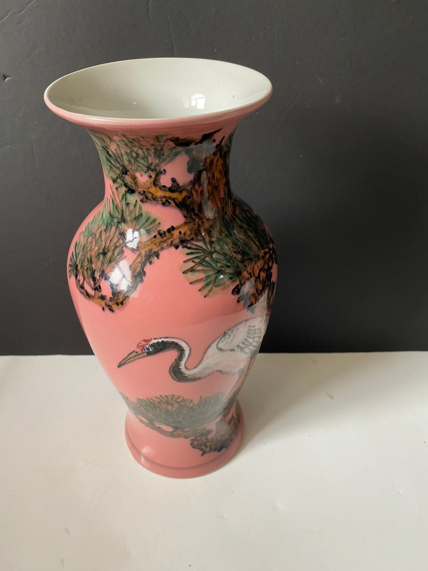 A Fabulous antique 11 inch antique Japanese signed heron and trees vase Wonderful condition and quality