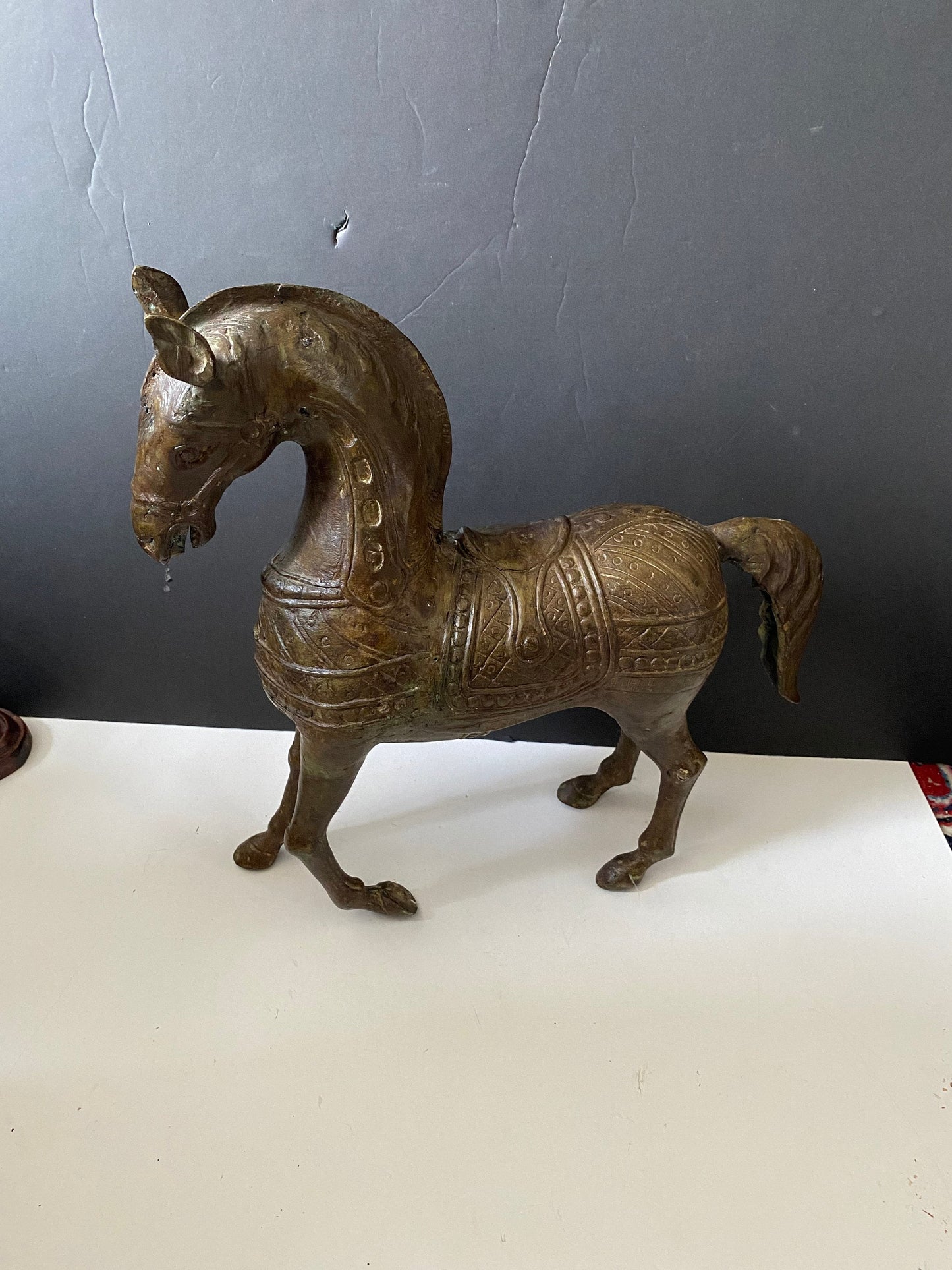 A Absolutely fantastic 15 inch high by 14 inches long detailed bronze galloping horse good weight old old patina One of a kind