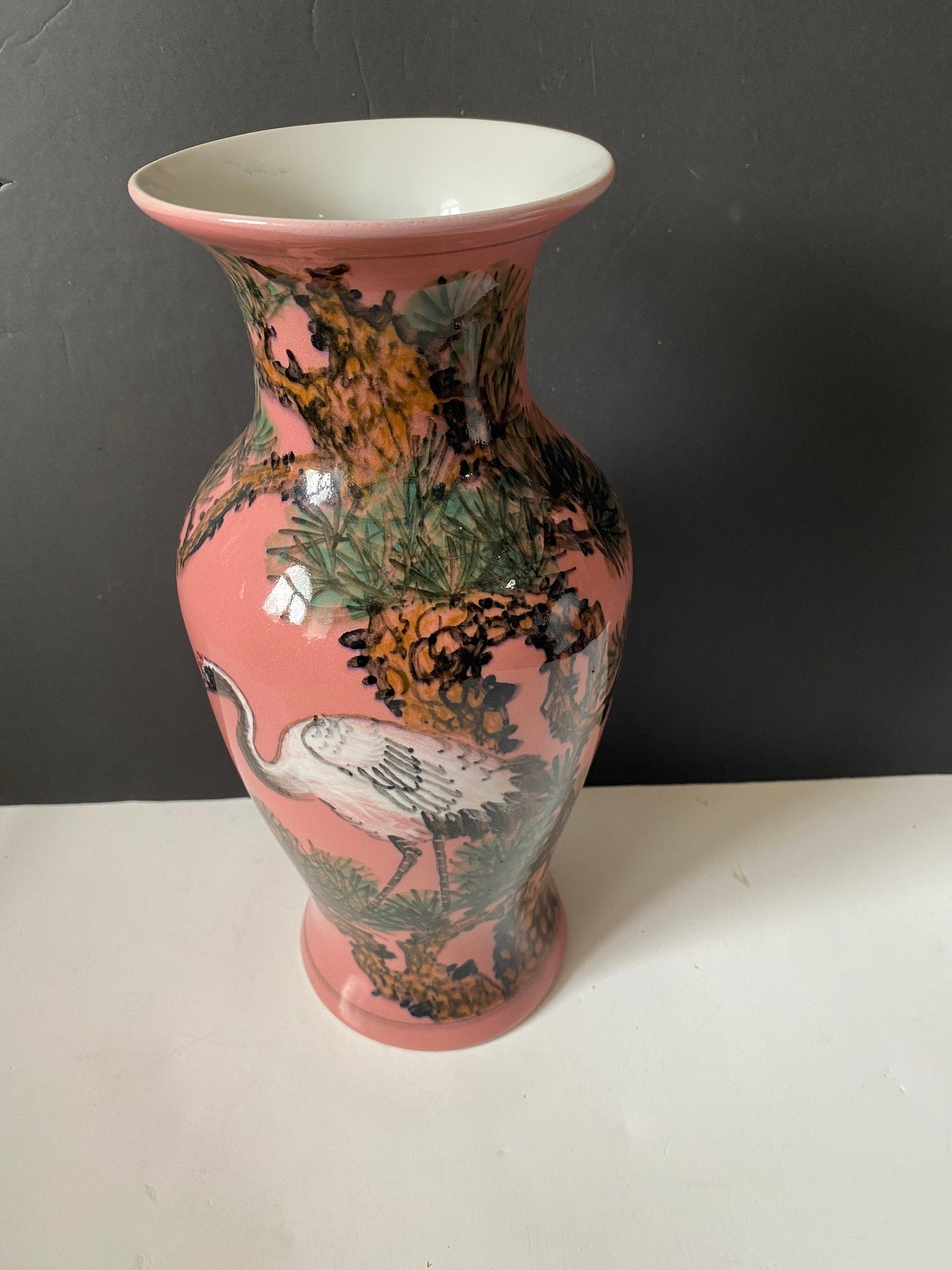 A Fabulous antique 11 inch antique Japanese signed heron and trees vase Wonderful condition and quality