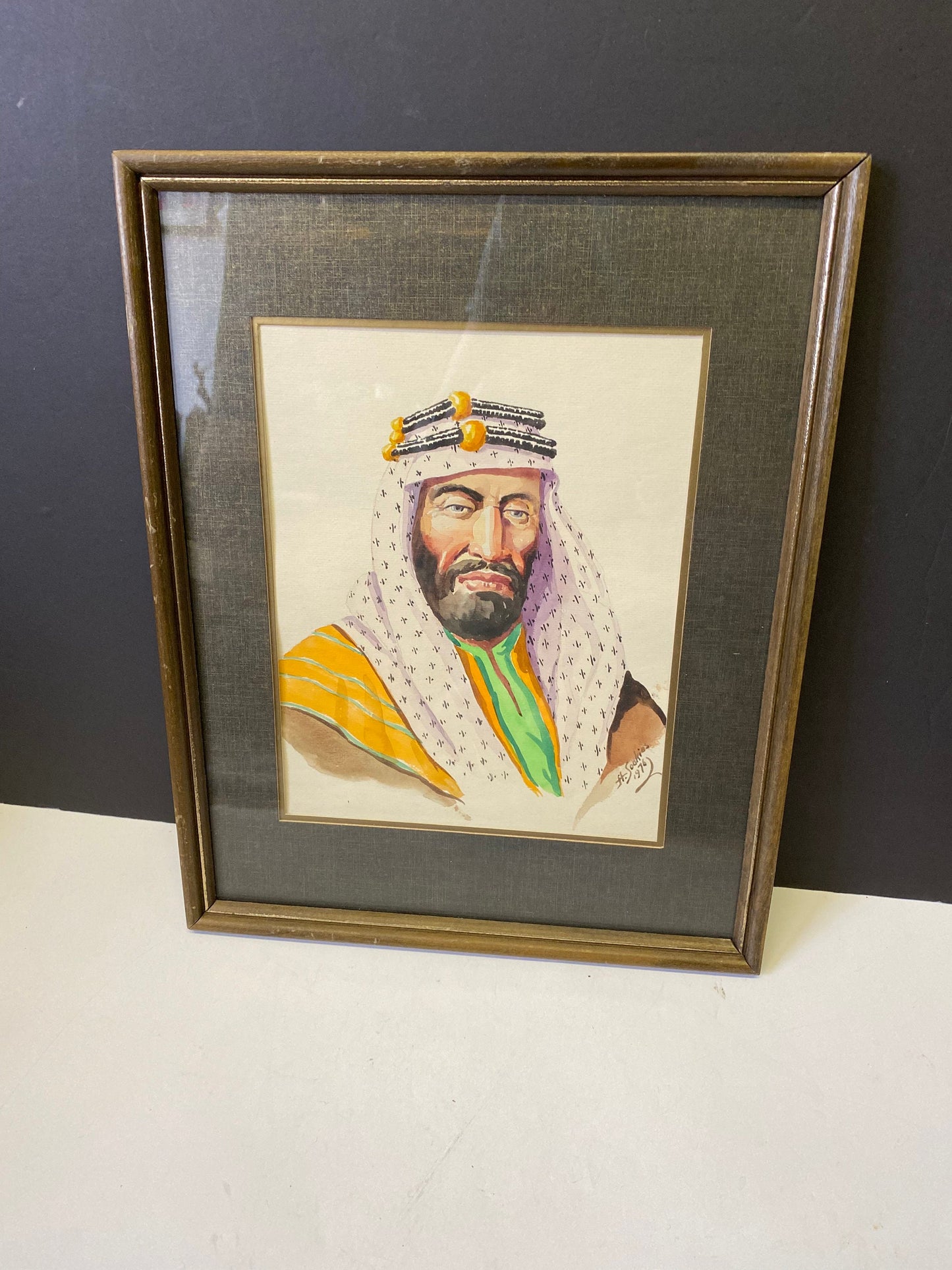 A  Fabulous 15 x 12 inch framed Watercolour of an Arabic signed H. Sookias 1976 - well painted and detailed -wow