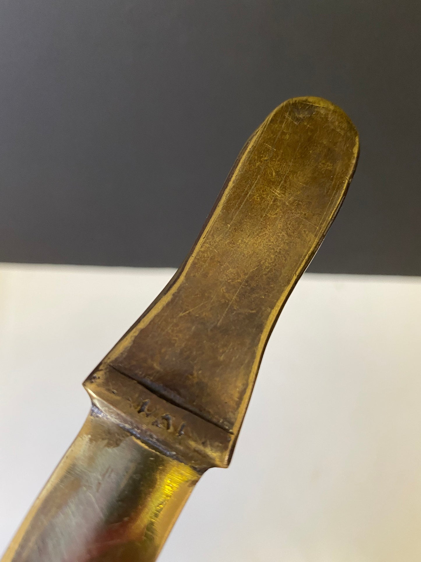 A Stunning antique art nouveau 8 inch brass letter opener with figural head Fabulous design and would make a wonderful gift