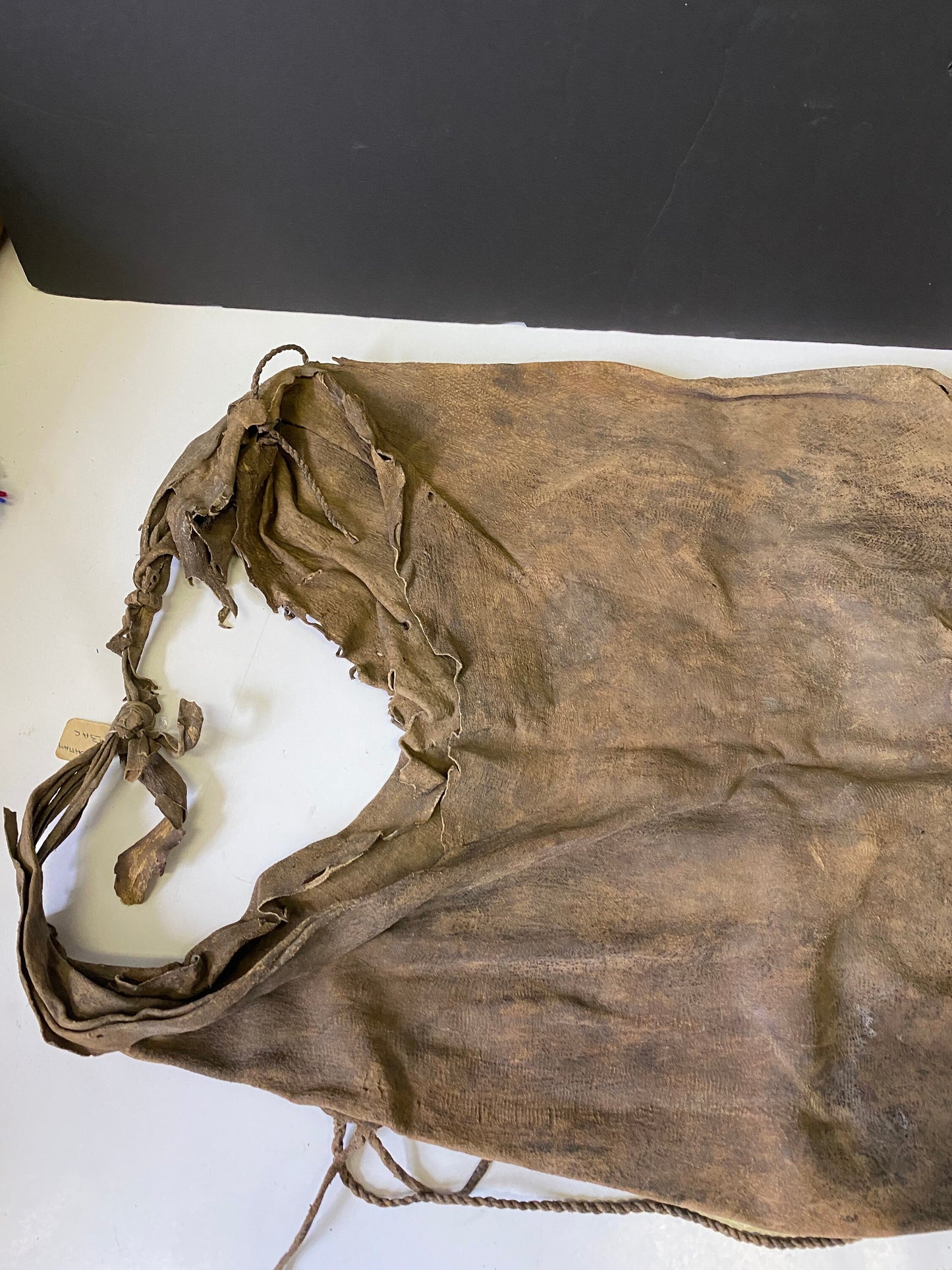 A  Museum quality early 19 century South African Zulu tribe bushman bag  Authentic and in as is condition -Culturally spectacular- 24 x 15