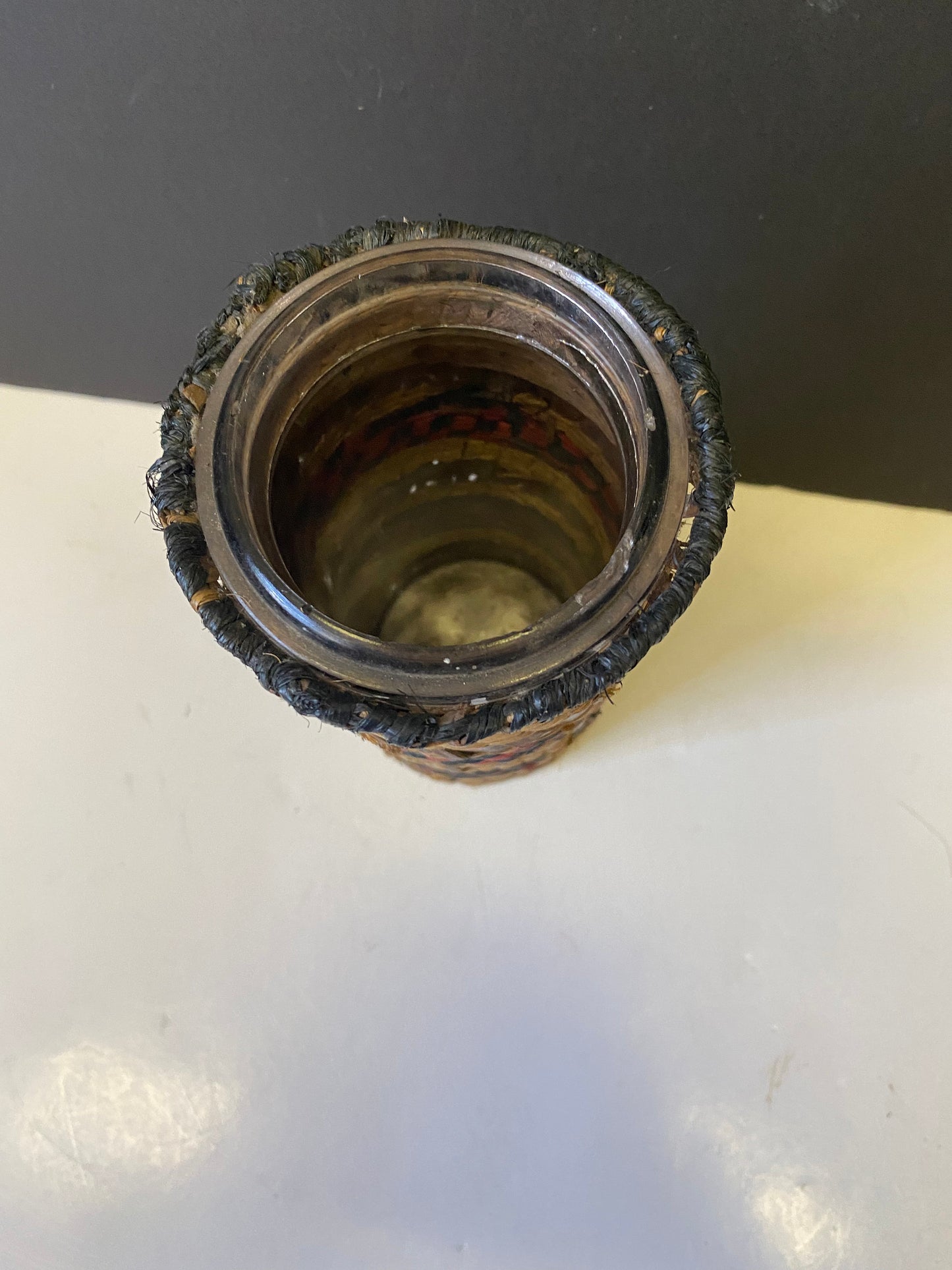 best of the best 6 by 3 inch Indigenous cedar bark wrapped glass vase  First Nations art  wow  Museum quality  wow