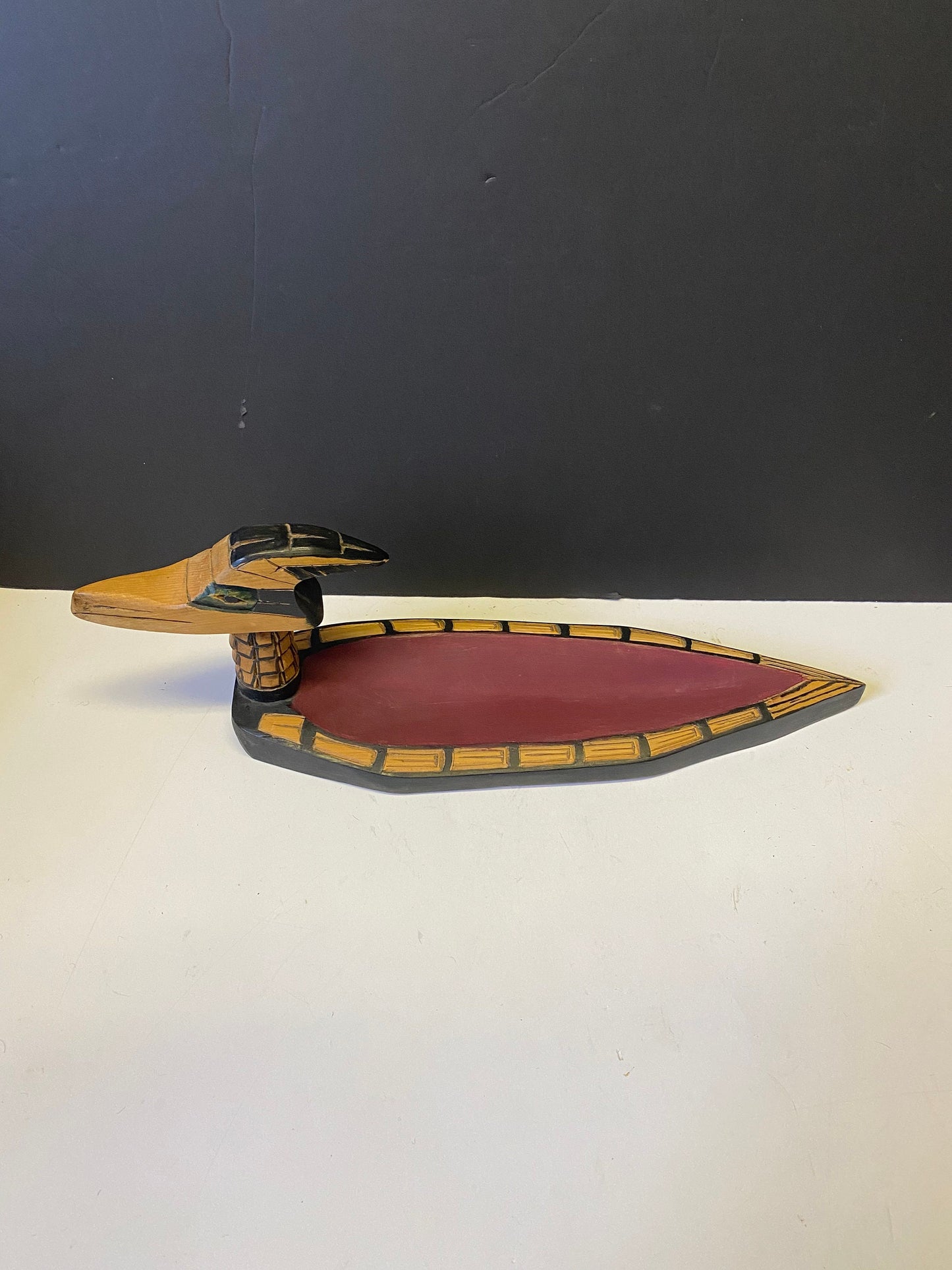 A  18 x 4 fabulous Vancouver Island coast Salish Frank and Dora Frenchie Indigenous cedar feast bowl  Wonderful quality and condition -