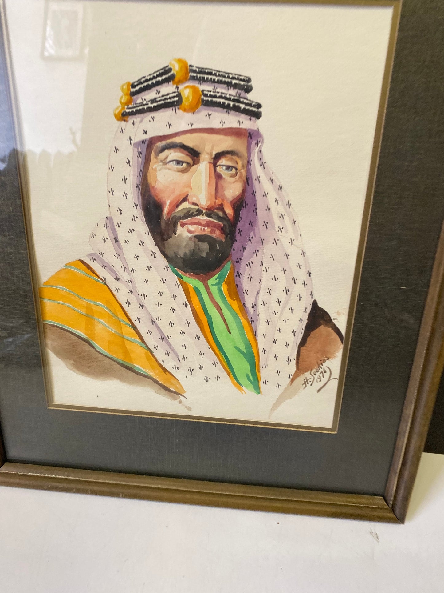 A  Fabulous 15 x 12 inch framed Watercolour of an Arabic signed H. Sookias 1976 - well painted and detailed -wow