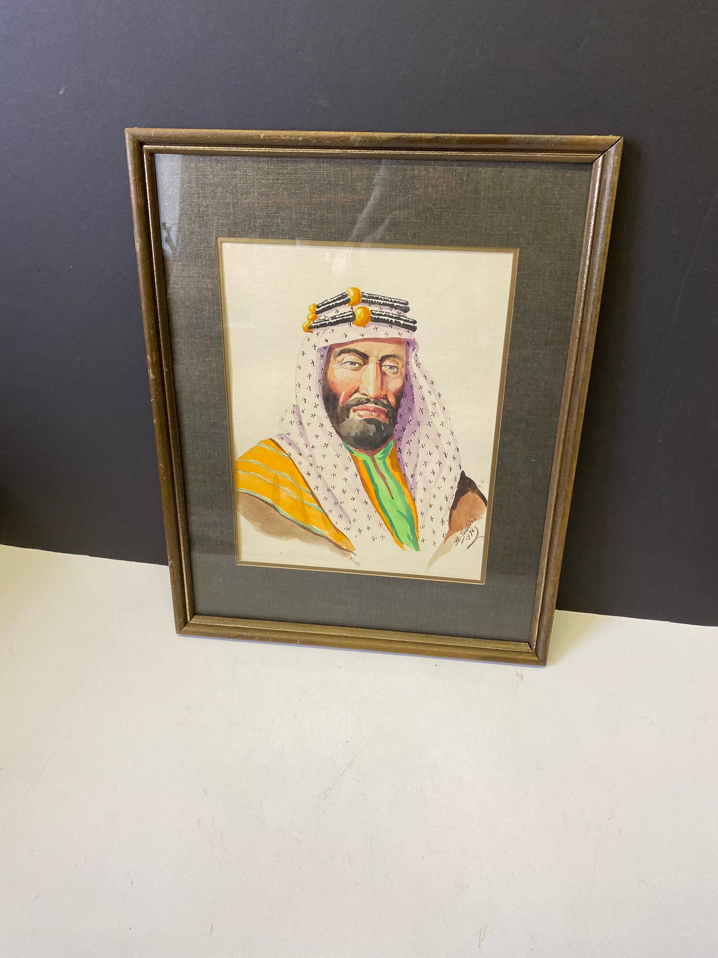 A  Fabulous 15 x 12 inch framed Watercolour of an Arabic signed H. Sookias 1976 - well painted and detailed -wow