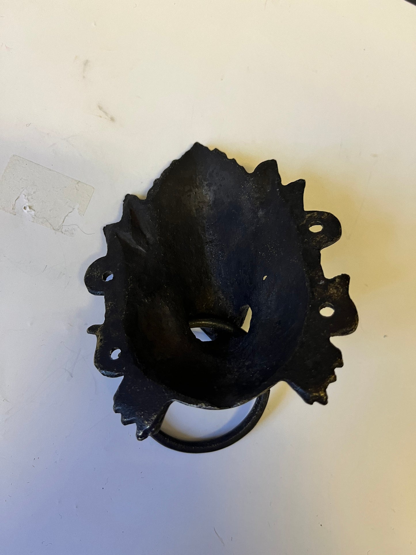 Stunning antique Tibetan 5 inch bronze door knocker representing the devil needs screws Fabulous detail and Patina