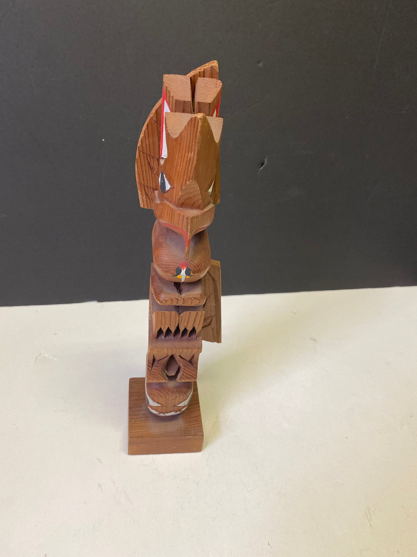 Lovely indigenous antique folk art 10 x 8 totem pole unsigned Well detailed and painted- First Nations native art Great price