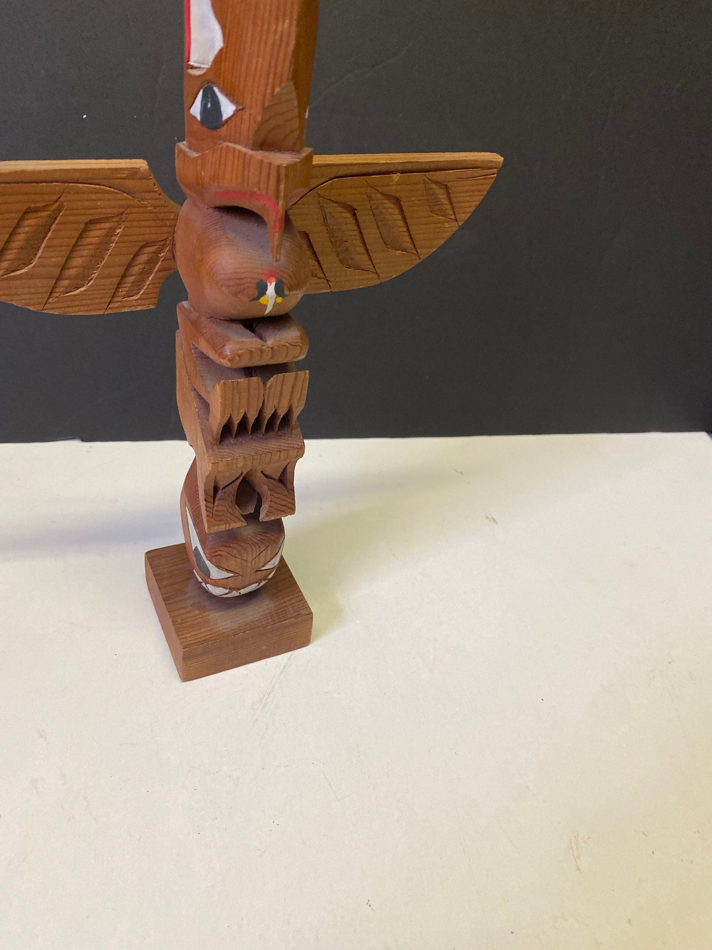 Lovely indigenous antique folk art 10 x 8 totem pole unsigned Well detailed and painted- First Nations native art Great price